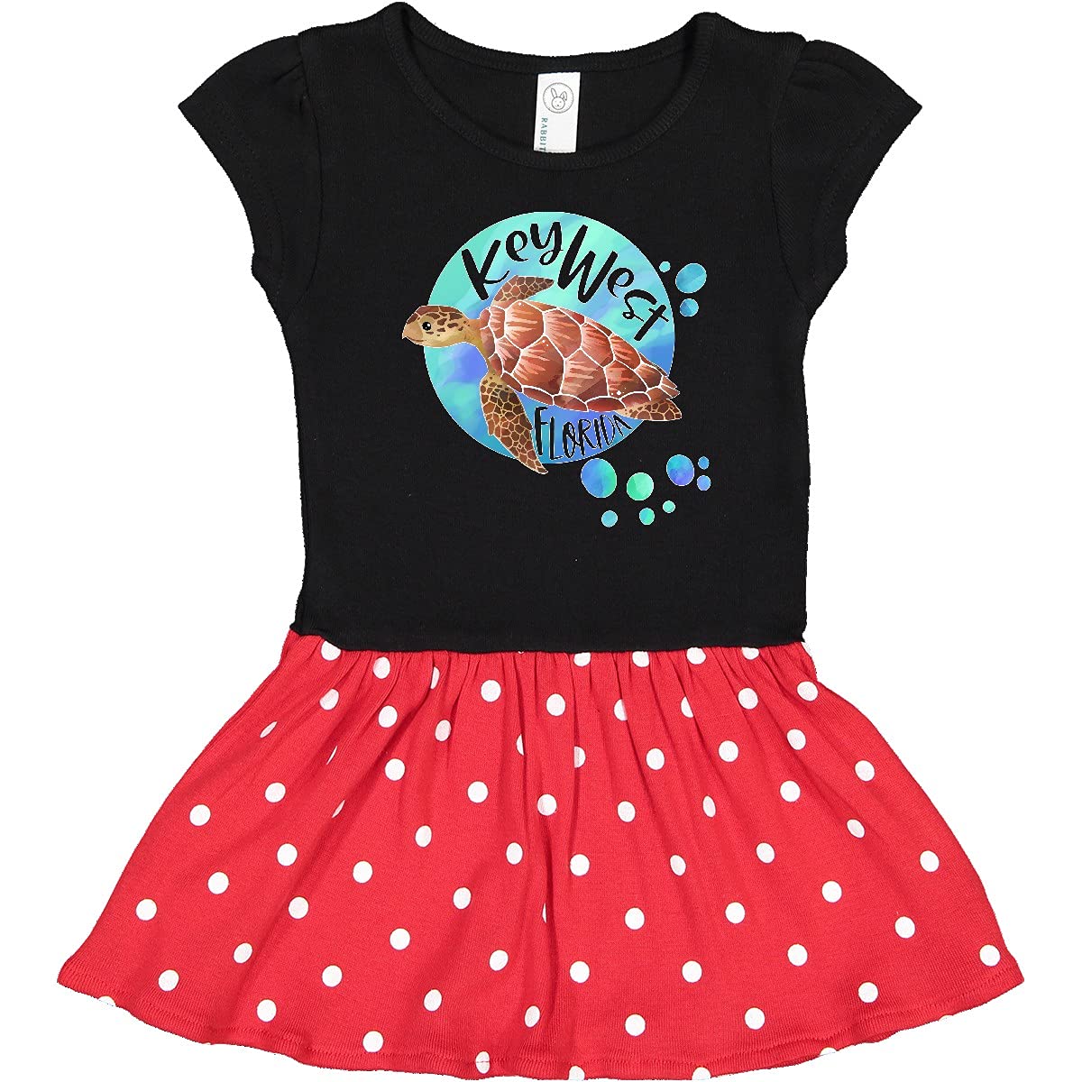 Inktastic Key West Florida Swimming Sea Turtle with Bubbles Baby Girl Dress - Cute Beach Outfit for Summer Vacations & Family Photos