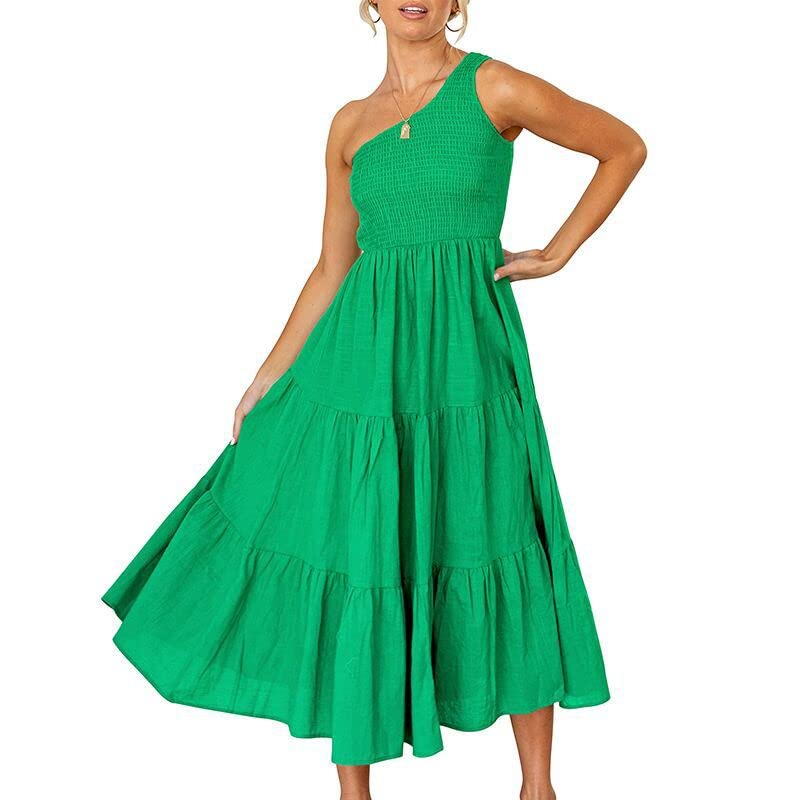Women's Summer Casual Midi Dress - Boho Sleeveless Smocked Flowy A-Line Dress for Beach, Party & Vacation | Lightweight Comfortable Sundress