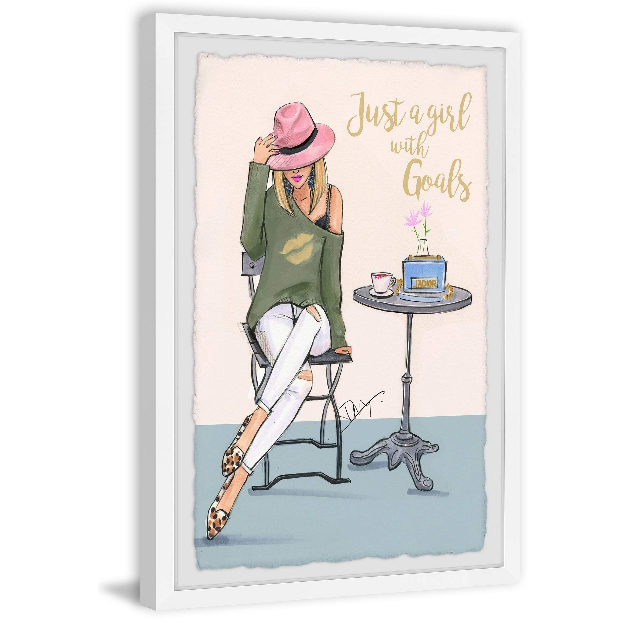 Handmade A Girl with Goals Framed Print 24x36 - Inspirational Wall Art for Bedroom, Office & Nursery Decor | Marmont Hill