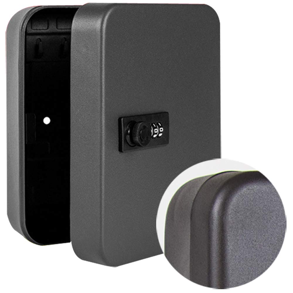 20 Key Cabinet with Combination Lock - Secure Wall Mount Key Storage Box with 20 Key Tags (Black) - Perfect for Home, Office, Hotel & School Key Organization