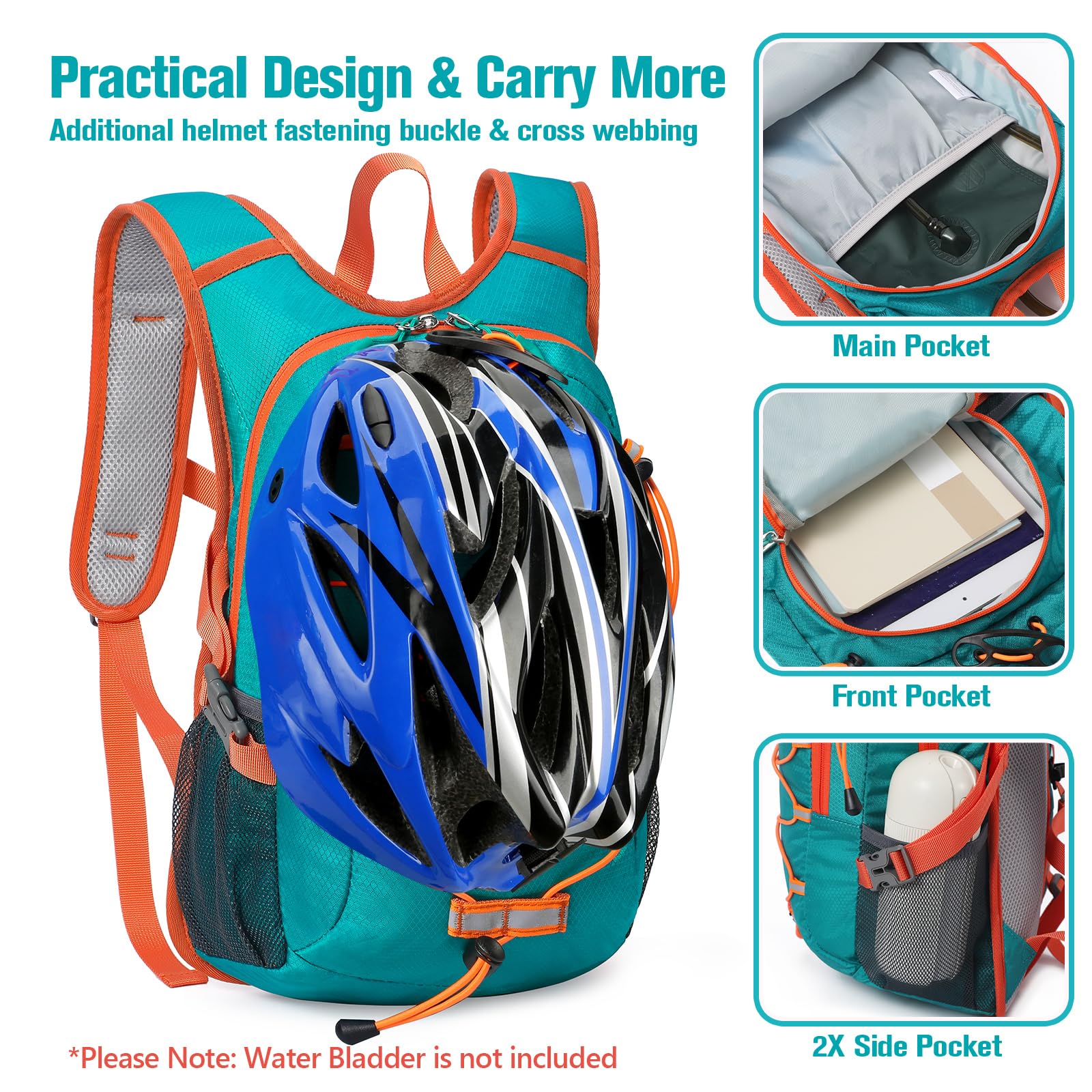 12L Kids Hiking Backpack with Hydration Pack - Waterproof Lightweight Camping Backpack for Boys & Girls Ages 5-12 | Perfect for Outdoor Adventures, School Trips & Travel Accessories
