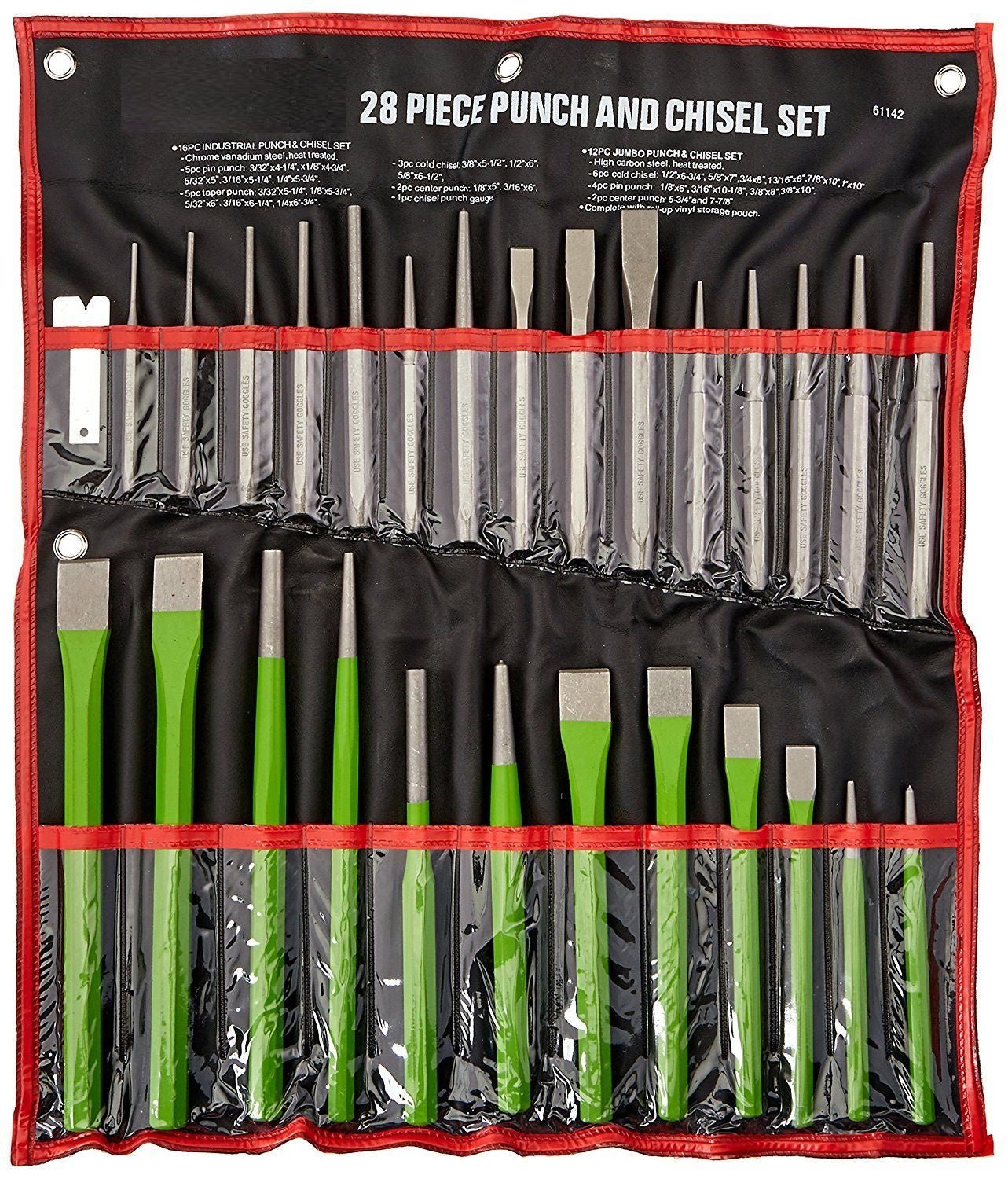28-Piece Heavy Duty Punch & Chisel Set - Professional Metalworking Tool Kit FTN14074 for DIY Projects, Auto Repair & Home Improvement