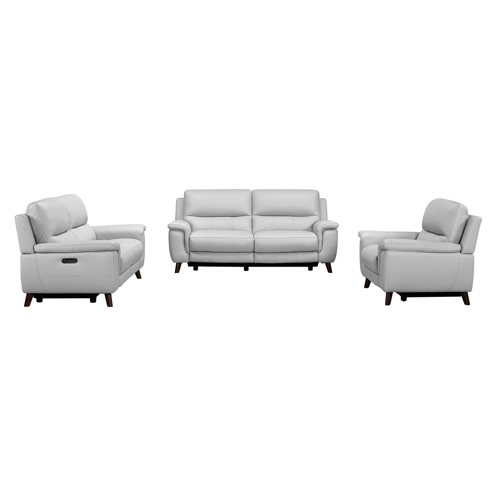 Armen Living Lizette Modern Top Grain Leather Power Recliner Accent Chair - Gray | Contemporary Living Room Furniture for Home Theater & Relaxation