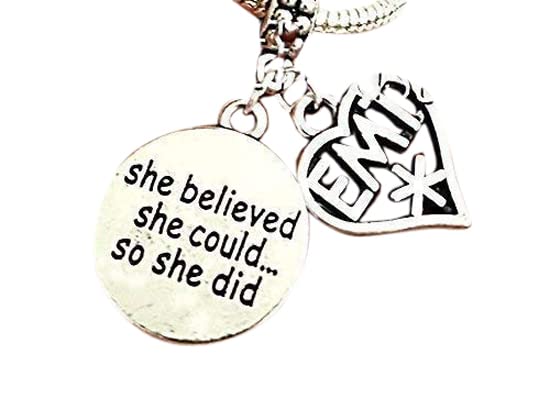 Women's EMT Paramedic Medical Charm Jewelry Set - Bracelet, Necklace & Keychain for Nurses, First Responders - Perfect for Work, Gifts & Everyday Wear