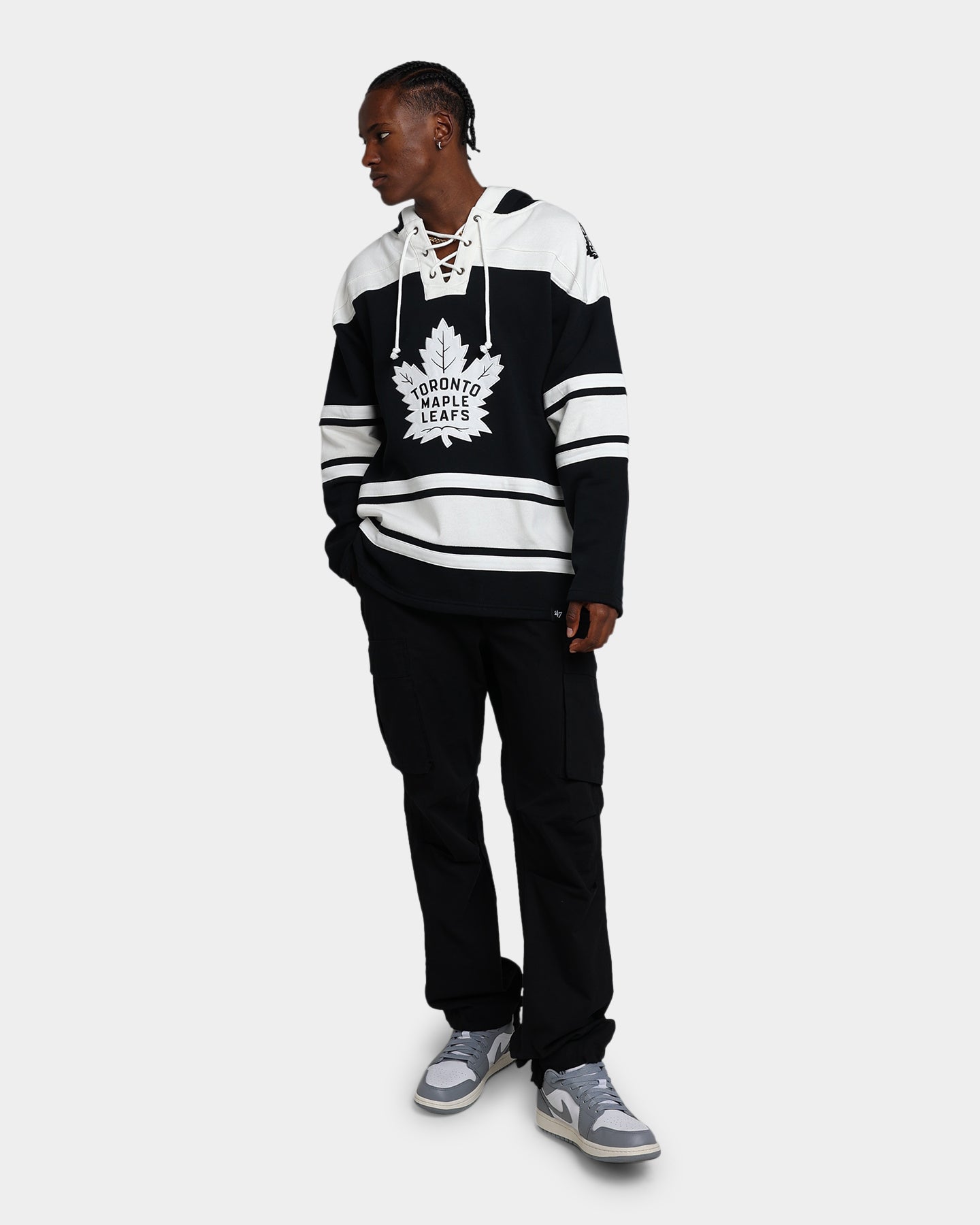47 Brand Toronto Maple Leafs Superior Lacer Hoodie - Jet Black NHL Hockey Fan Apparel for Men & Women - Perfect for Game Day & Casual Wear