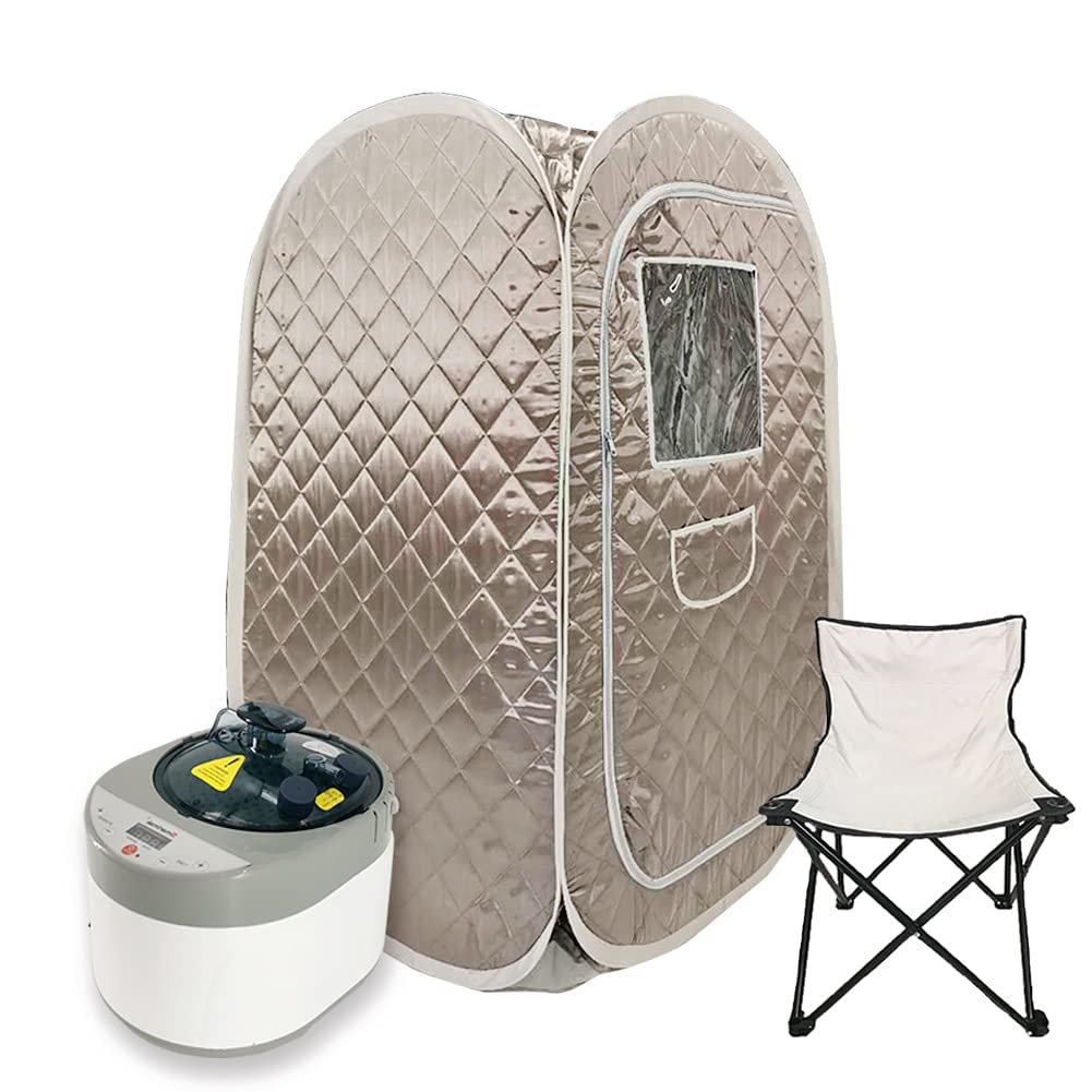 Portable Steam Sauna Tent for Home Spa - Foldable Personal Sauna with 4L Steamer, Chair & Remote Control - Detox & Weight Loss - Dark Grey - Perfect for Relaxation, Muscle Recovery & Home Wellness