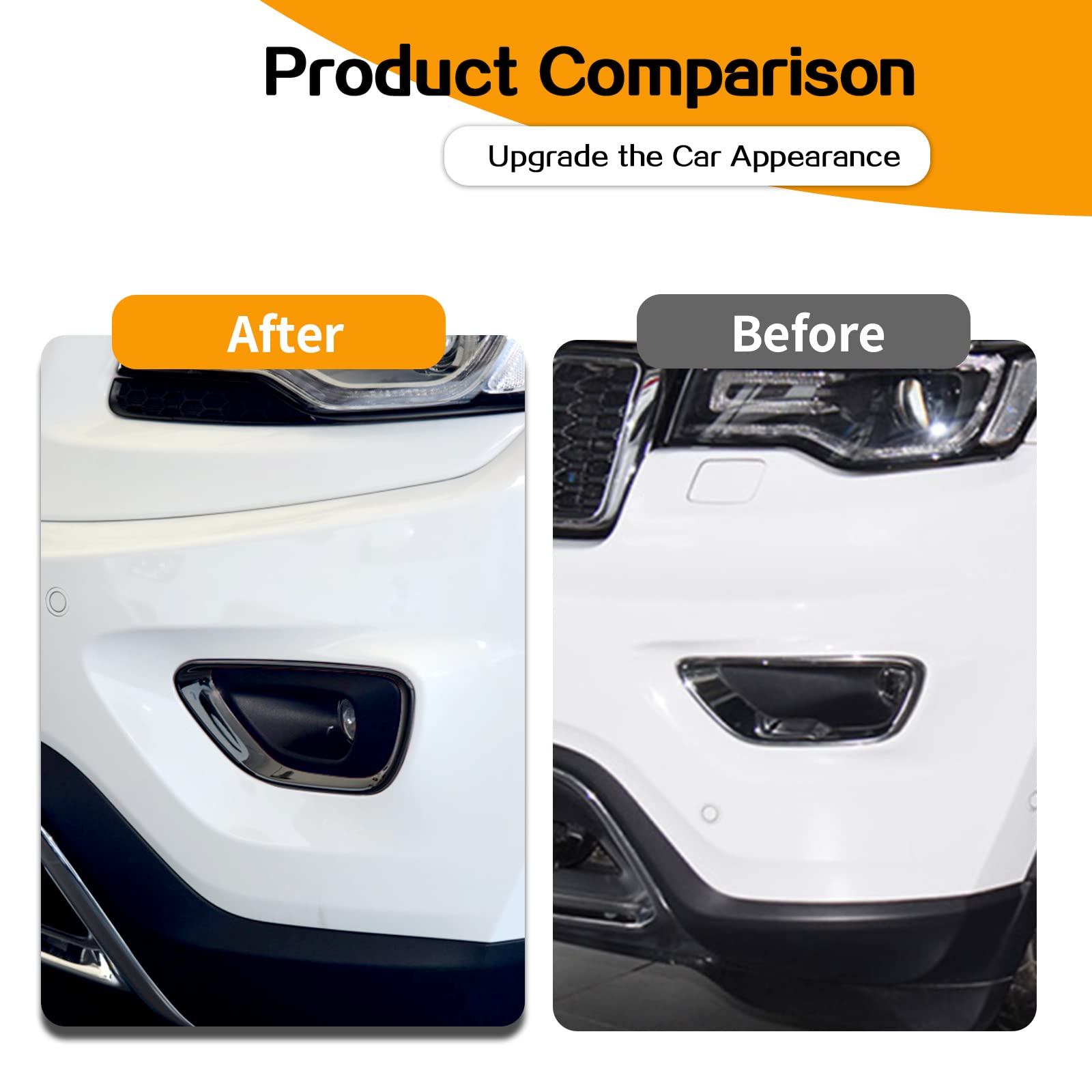 Hoolcar Front Fog Lights Cover Fog Lamp Frame Trim Replacement for 2014-2016 Jeep Grand Cherokee - Black | Durable Protection for Off-Road & Night Driving