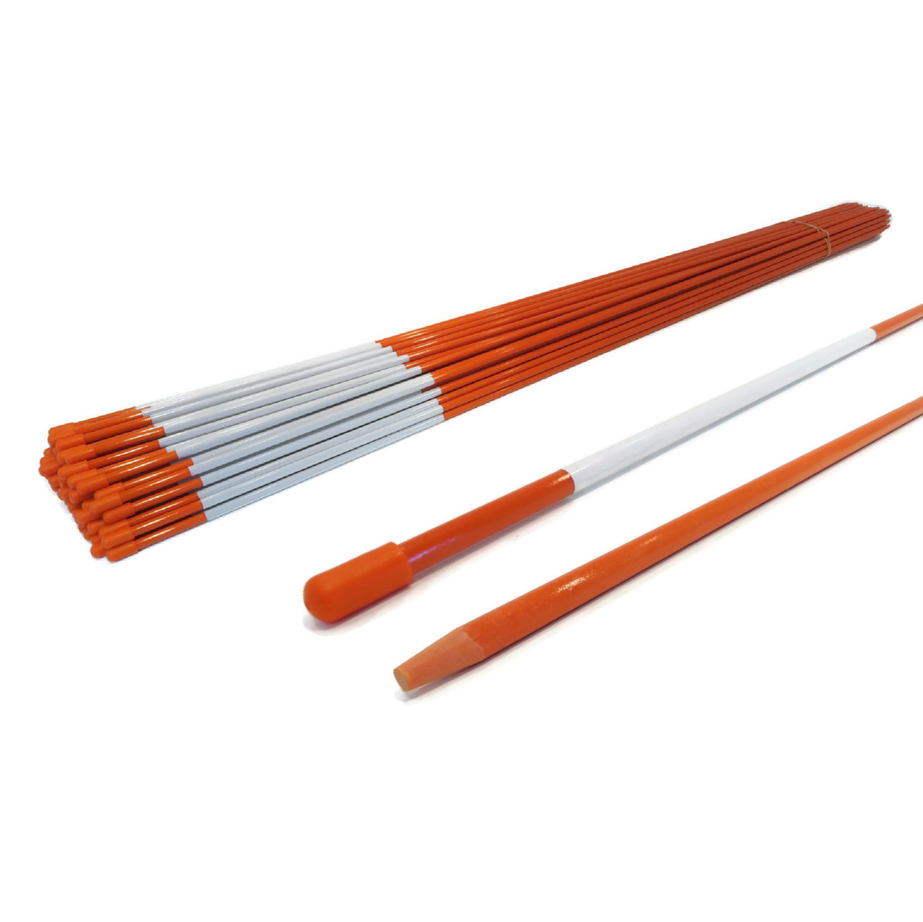 15-Pack 5/16 Inch Fiberglass Pathway Markers - Flexible & Durable Tapered Stakes for Garden, Lawn, and Construction Site Marking