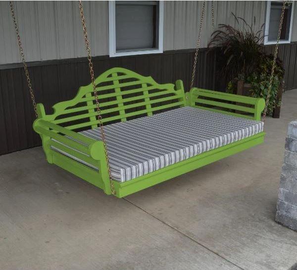 Yellow Pine Marlboro Swingbed by A & L Furniture - Outdoor Porch Swing Bed for Relaxing in Your Garden, Patio, or Backyard