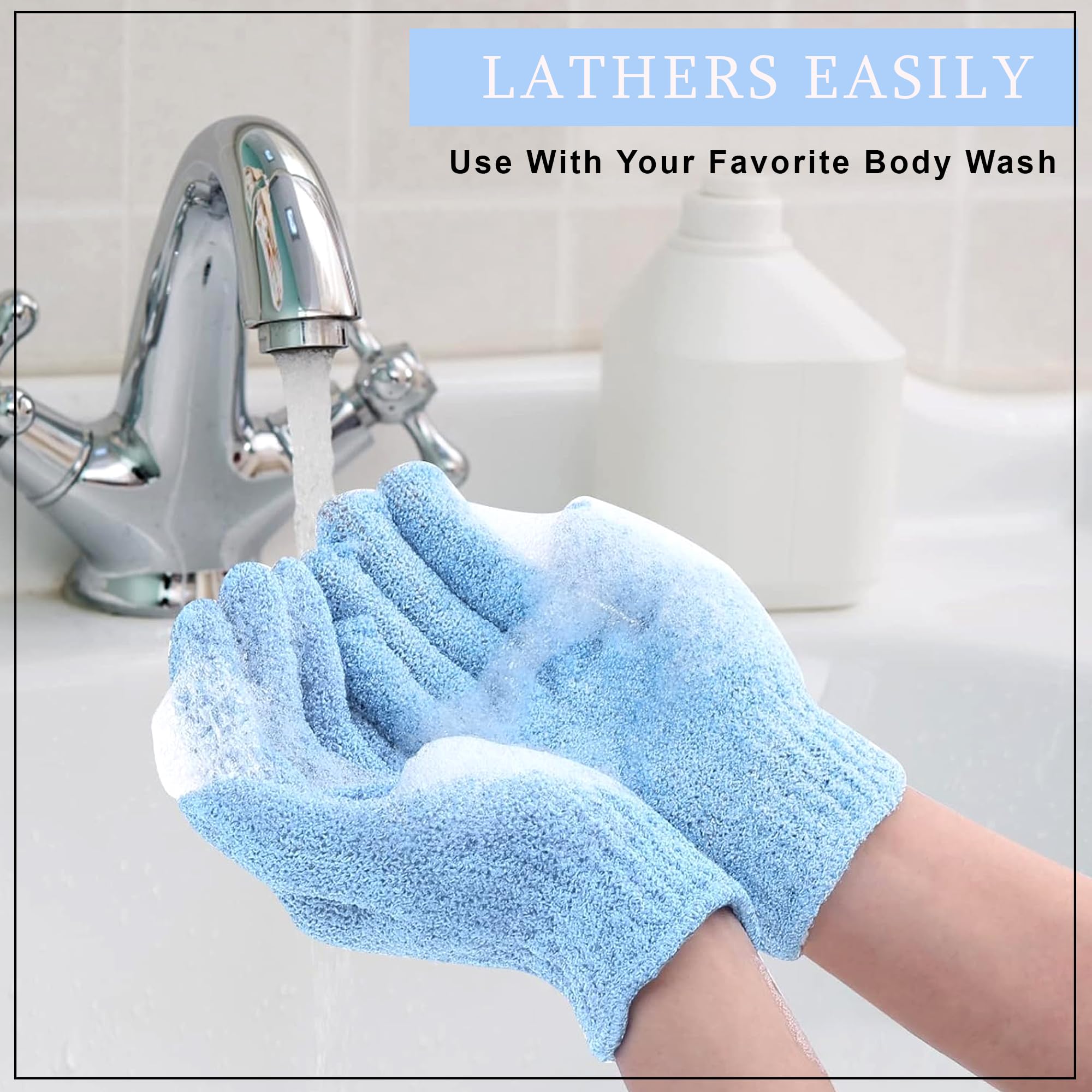 GLUN Deep Cleansing Exfoliating Gloves - Body Scrub Mitts & Massage Sponge for Smooth Skin | Exfoliating Gloves for Shower, Spa & Dry Brushing | Improves Circulation & Removes Dead Skin Cells