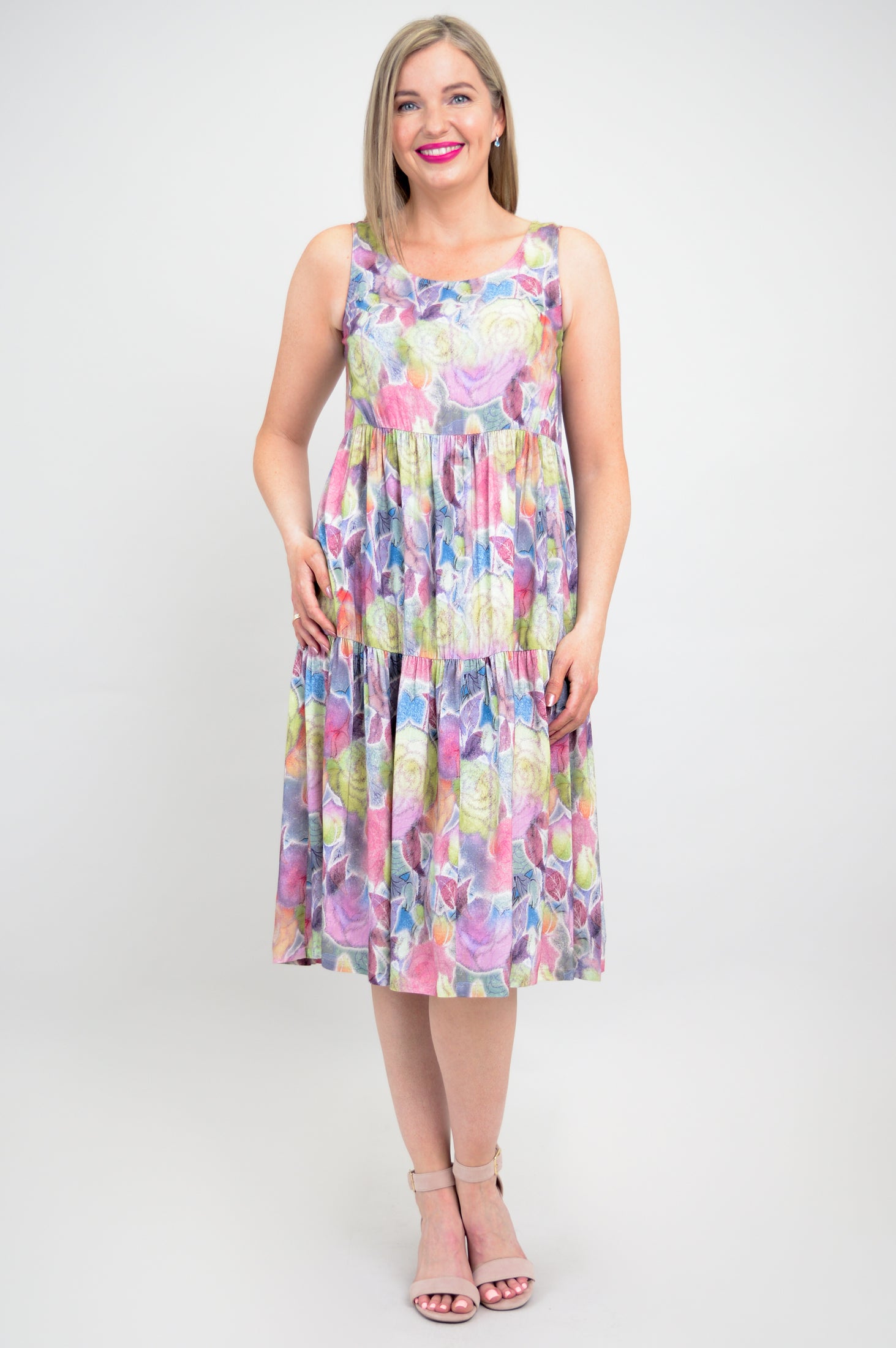 Juni Dress in Rosebud Print - Linen Bamboo Blend for Women | Perfect for Summer Outfits, Beach Vacations & Casual Wear