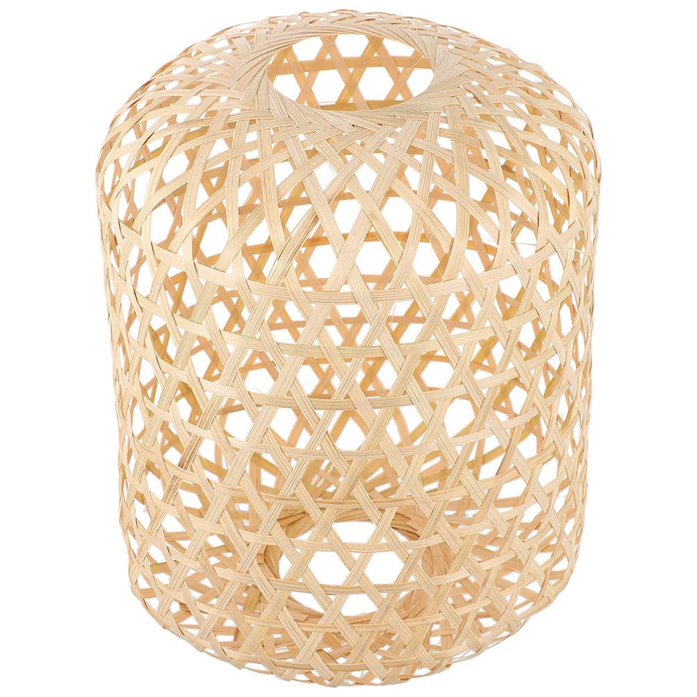 Veemoon Woven Bamboo Pendant Lamp Shade - Natural Rattan Chandelier Cover for Bulb Cage, Boho Home Decor, Restaurant, Cafe & Teahouse Lighting - Perfect for Indoor Rustic, Farmhouse and Coastal Style Decor