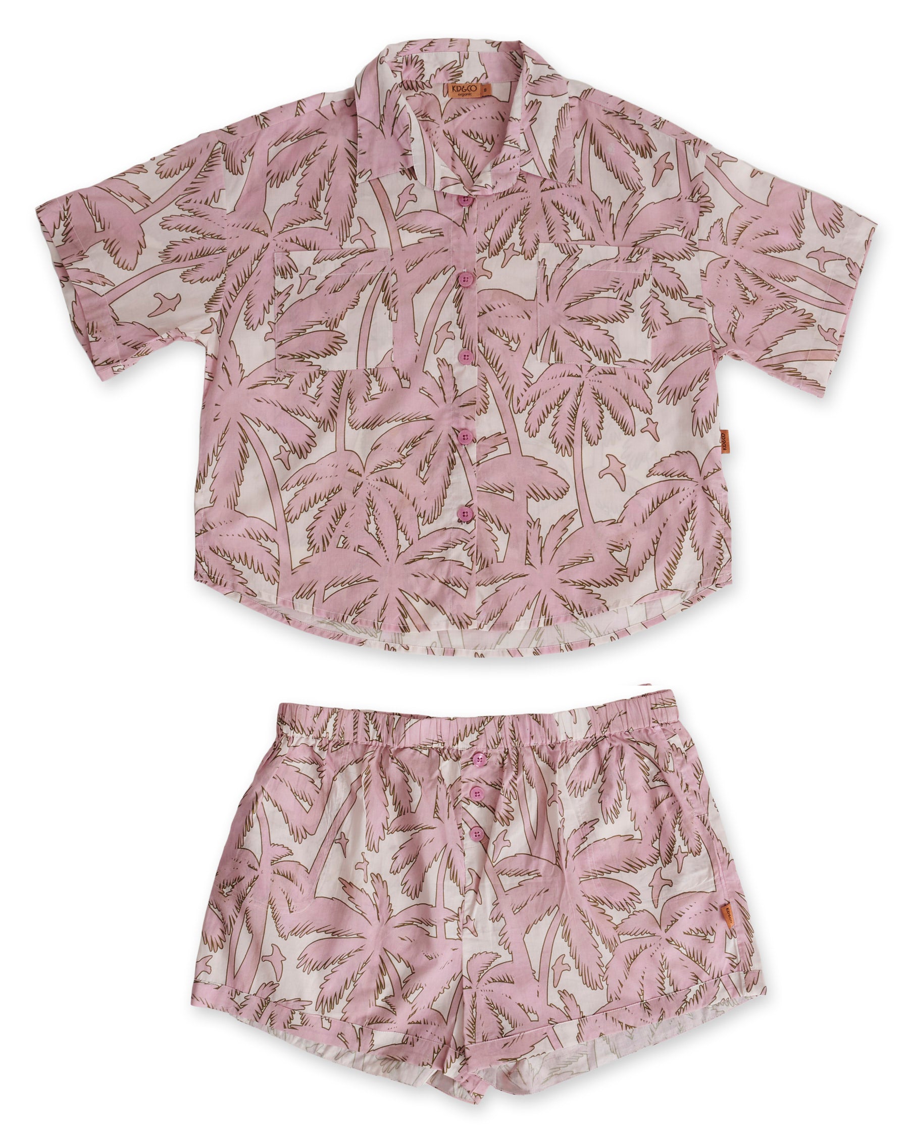 Balmy Palmy Teen Organic Cotton Short Sleeve Pajama Set - Soft & Breathable Sleepwear for Girls - Perfect for Sleepovers, Lounging & Summer Nights