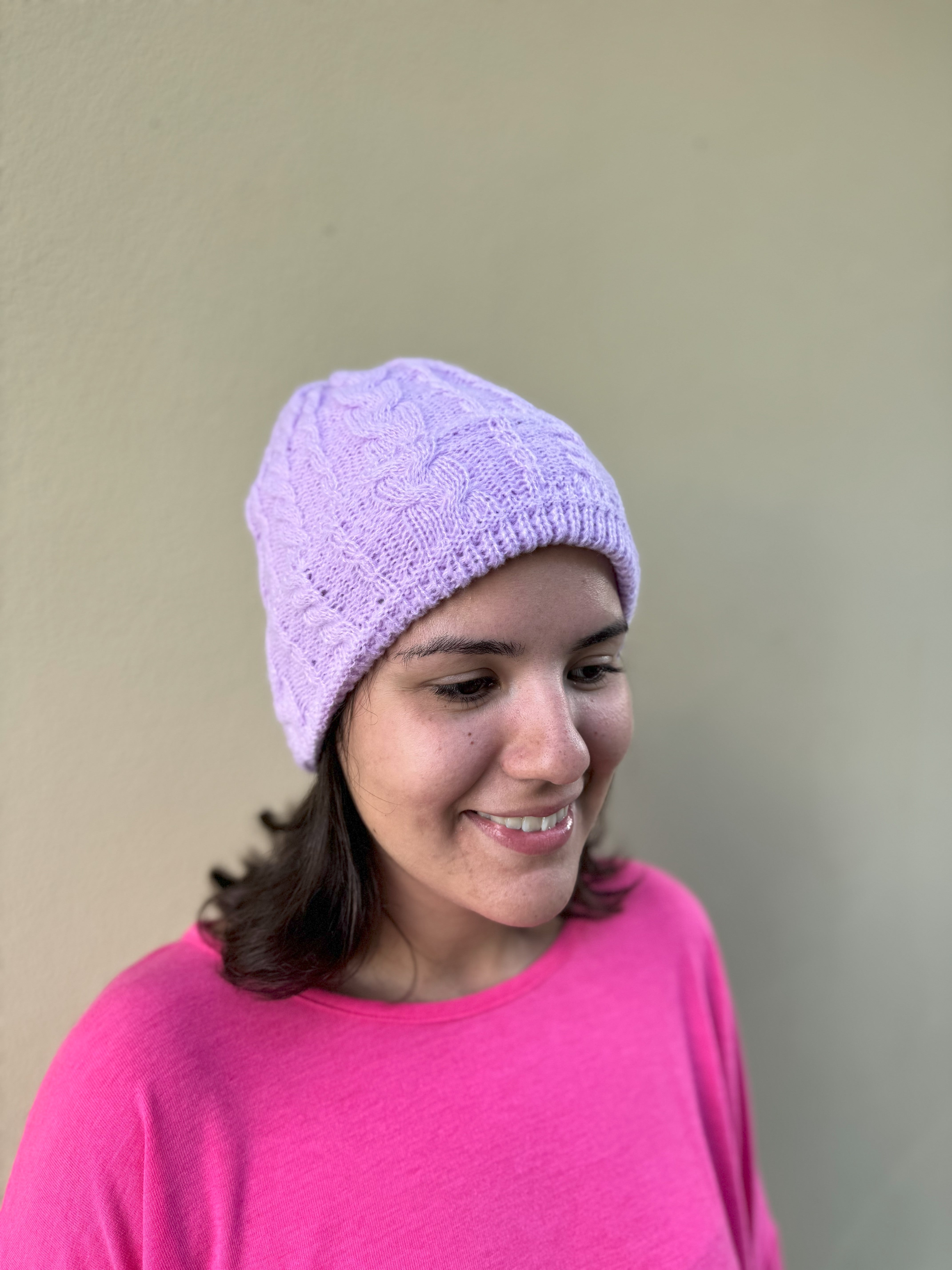 Lilac Cable Knit Beanie for Women - Soft Winter Hat for Cold Weather, Outdoor Activities & Fashion Accessories
