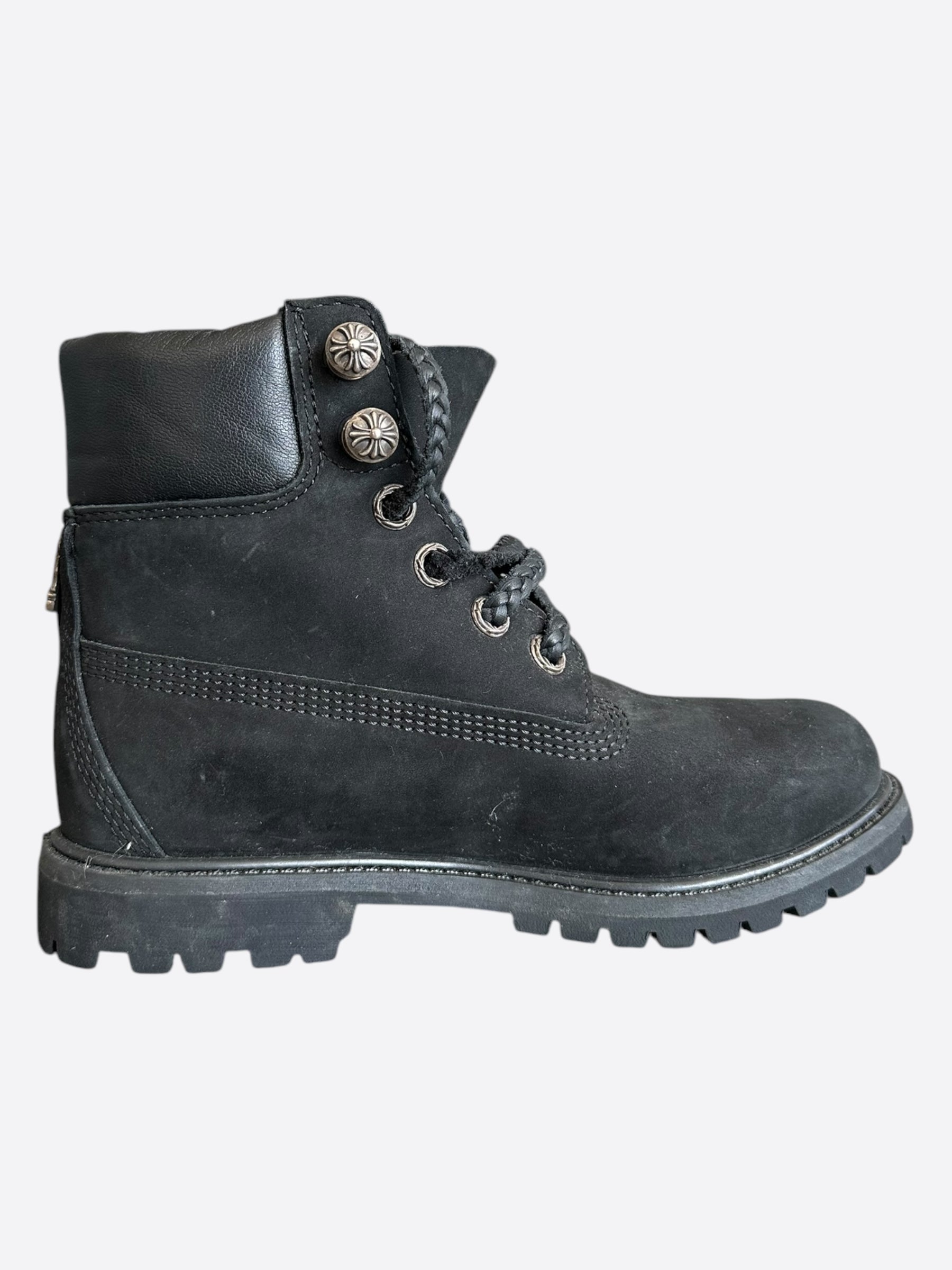 Chrome Hearts x Timberland Black Leather Boots for Men - Stylish & Durable Winter Footwear for Outdoor Adventures & Urban Fashion