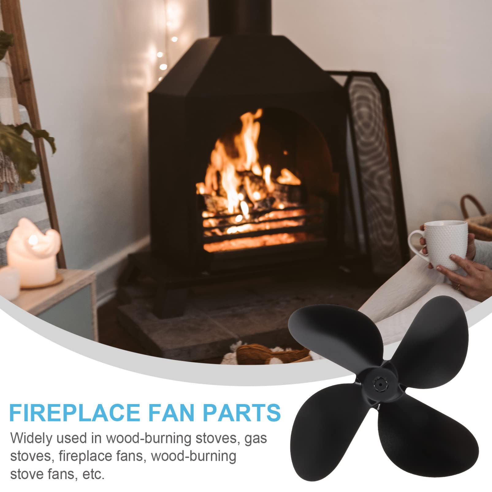 PRETYZOOM 2-Piece Fireplace Fan Blades Replacement Parts - Outdoor Ceiling Fan Accessories for Christmas Fireplace Decor, Patio, and Indoor Use