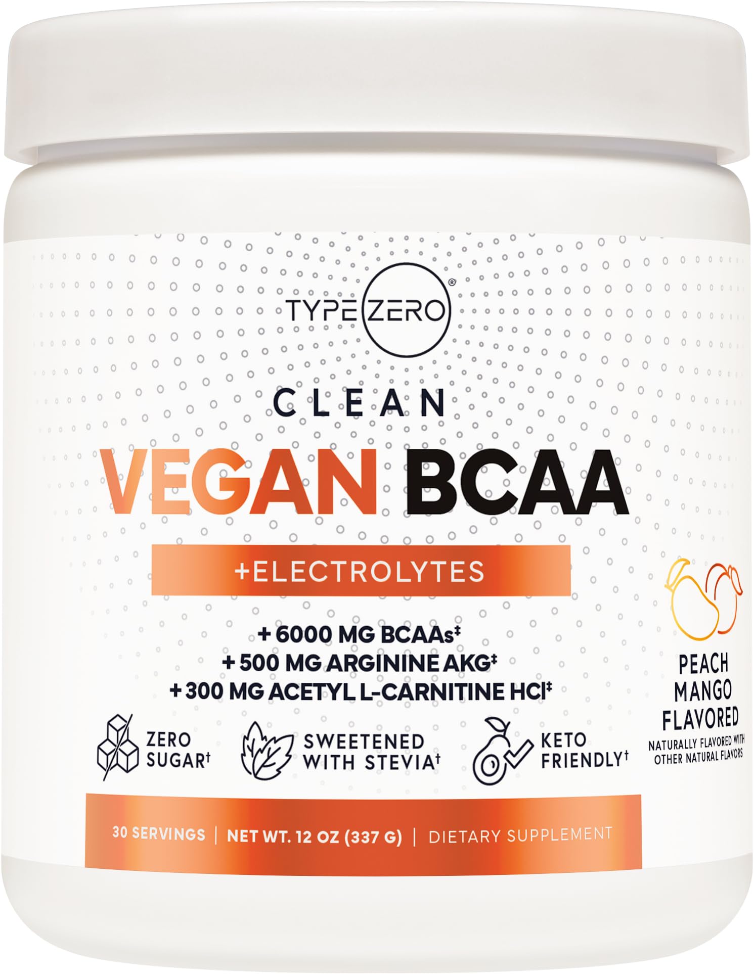 Vegan BCAA Powder with Electrolytes - Sugar Free, No Sucralose (Peach Mango, 6G) 2:1:1 Ratio Amino Acid Supplement for Men & Women - Post Workout Recovery Drink for Muscle Growth & Hydration - Perfect for Gym, Running, Yoga & Fitness Enthusiasts