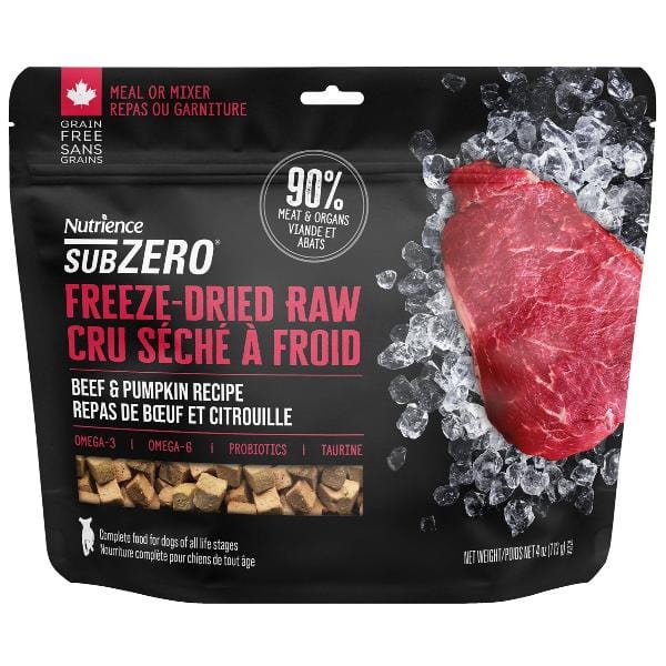 Nutrience SubZero Freeze-Dried Raw Beef & Pumpkin Dog Food - High Protein Grain-Free Recipe for Small & Large Dogs - Perfect for Training Treats, Meal Toppers & Outdoor Adventures