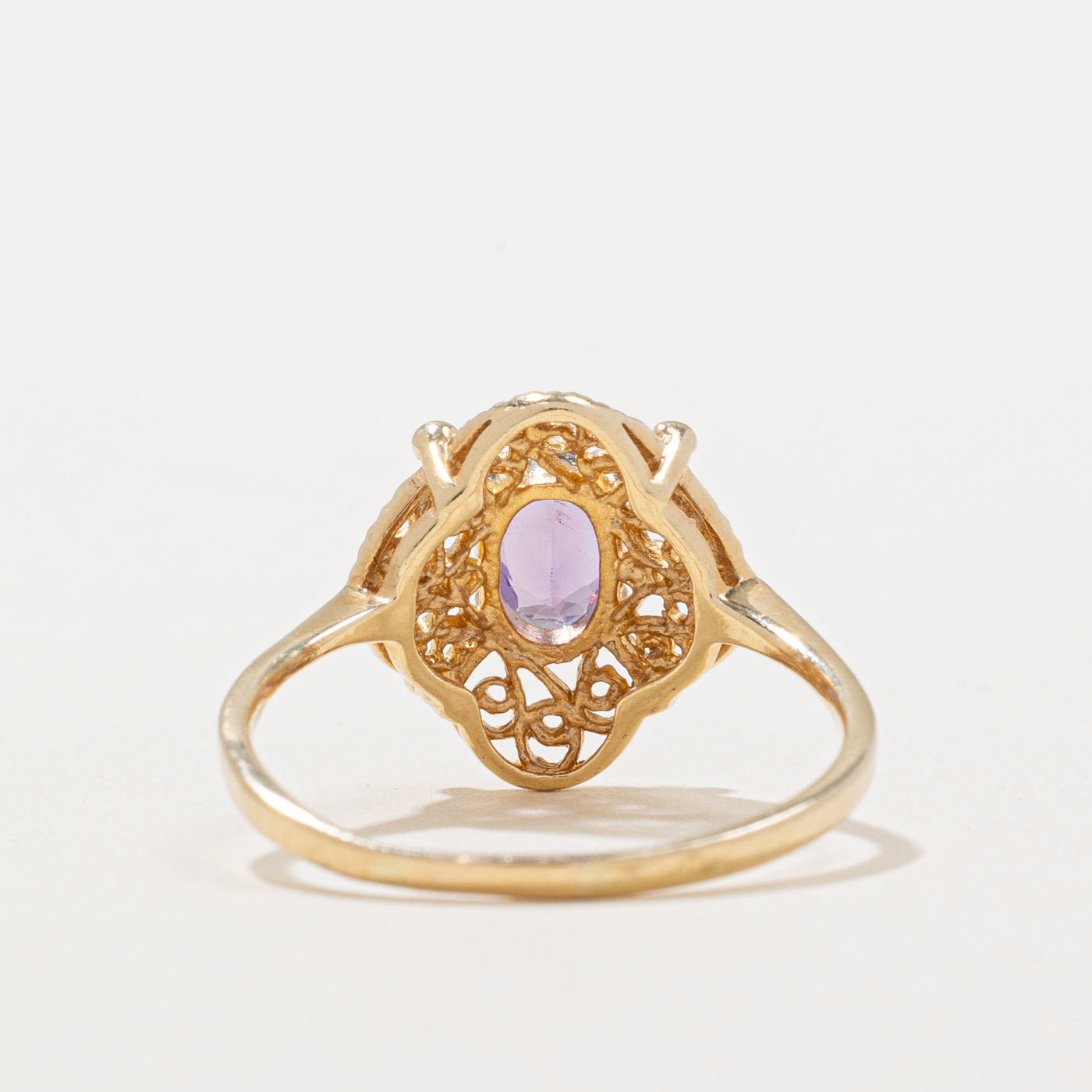 Amethyst Lattice Ring - 0.70ct Genuine Natural Stone - Size 7.5 - Elegant Stackable Dainty Jewelry for Women - Perfect for Everyday Wear, Gift Giving & Special Occasions