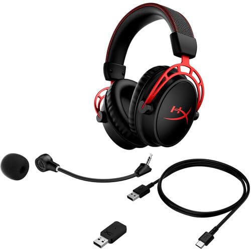 HyperX Cloud Alpha Wireless Gaming Headset for PC - 300H Battery, DTS:X Spatial Audio, Noise-Canceling Mic | Aluminum Frame | Perfect for Esports, Streaming & Work from Home (Includes Cleaning Kit & Headphone Stand)