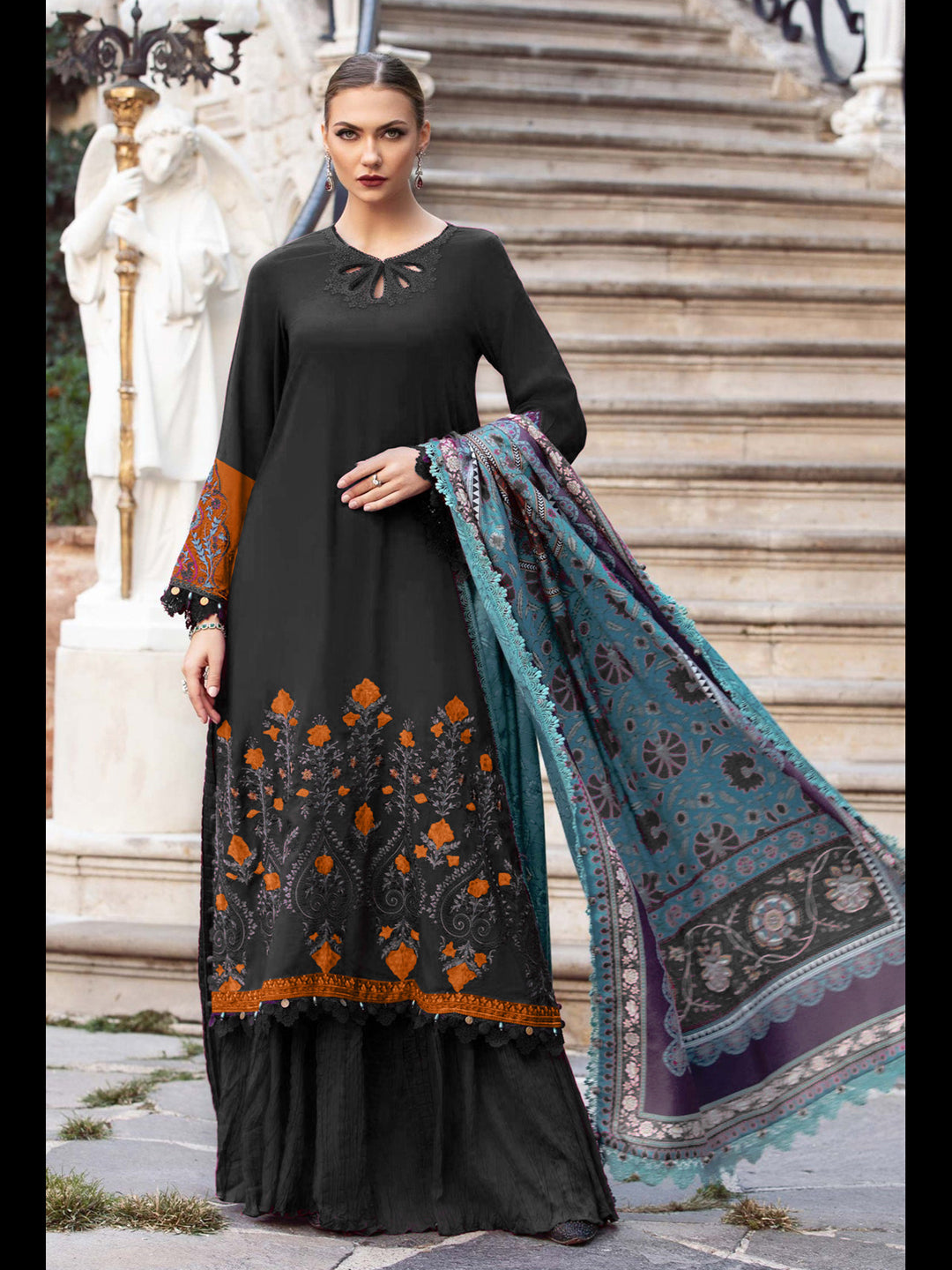 Elegant Black Designer Heavy Semi Stitched Palazzo Suit with Exquisite Embroidery - Perfect for Weddings, Parties & Festive Occasions