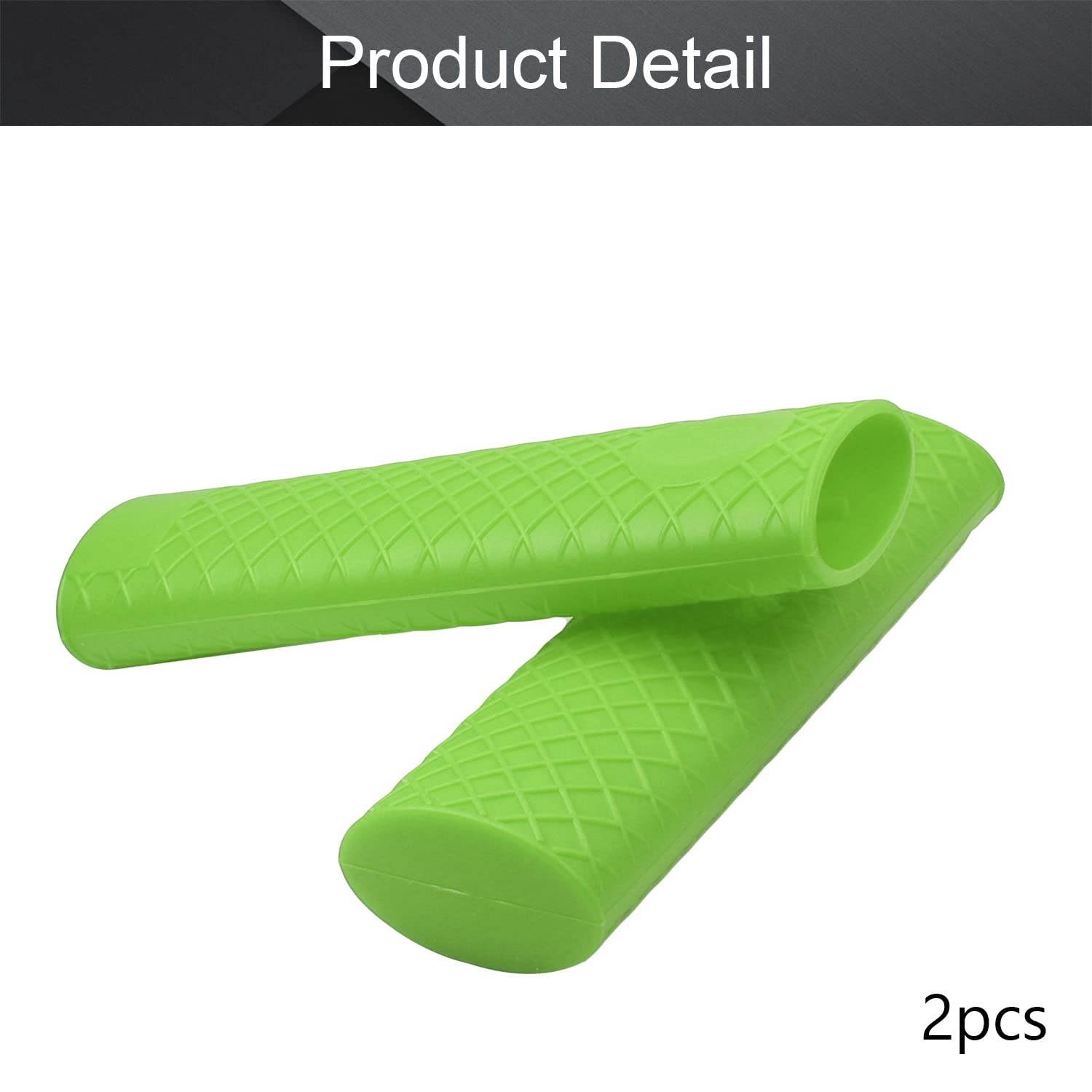 6.1 Inch Heat Resistant Silicone Pot Handle Sleeve - Non-Slip Hot Handle Holder for Cast Iron Pots, Woks, Frying Pans & Skillets - Oven Safe Green Potholders (2 Pack) - Perfect for Cooking, Grilling & Baking