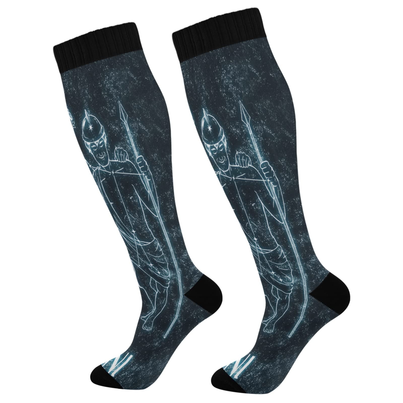 **Gemini Compression Socks for Women & Men – Knee High Fun Socks with Cape Design – Perfect for Running, Travel & Work**