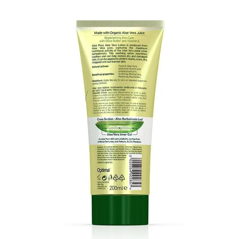 Aloe Pura Aloe Vera Lotion with Shea Butter - Hydrating & Soothing Moisturizer for Dry Skin, Sunburn Relief & Daily Skincare