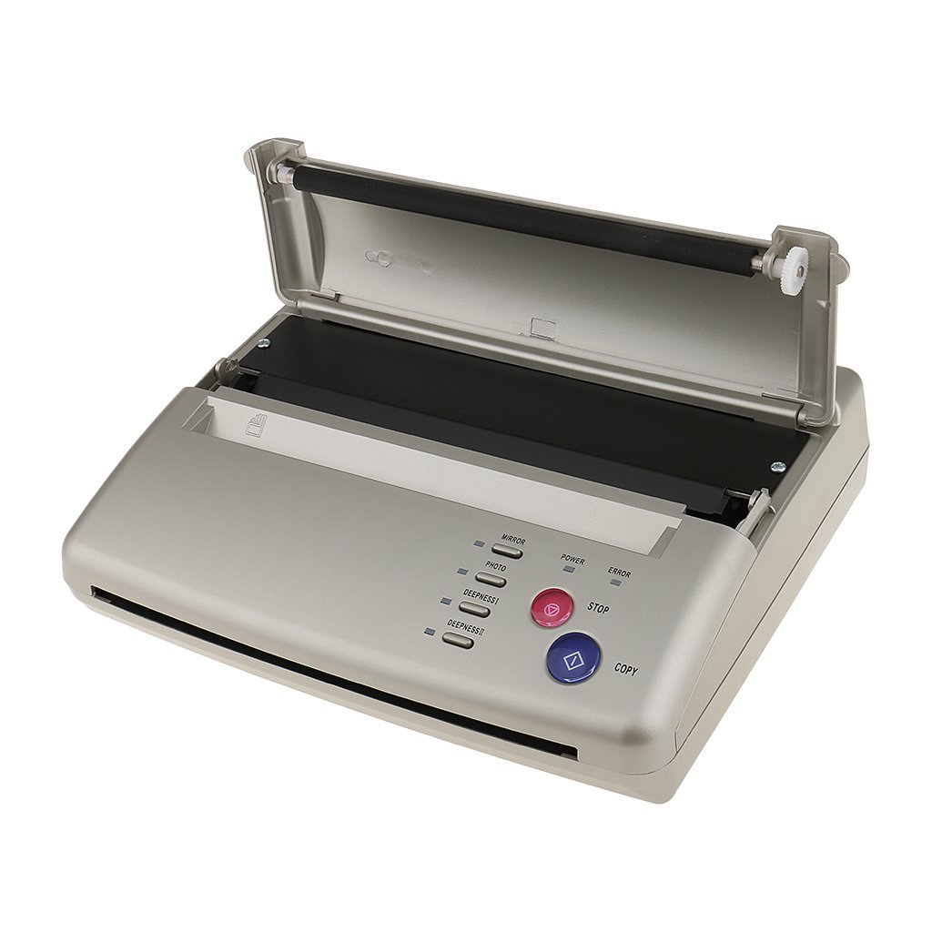 Professional Silver Aluminum Alloy Tattoo Stencil Printer Machine - Thermal Copier with EU Plug & 10 Transfer Papers for Tattoo Artists | Perfect for Studio, Home Use & Tattoo Shops