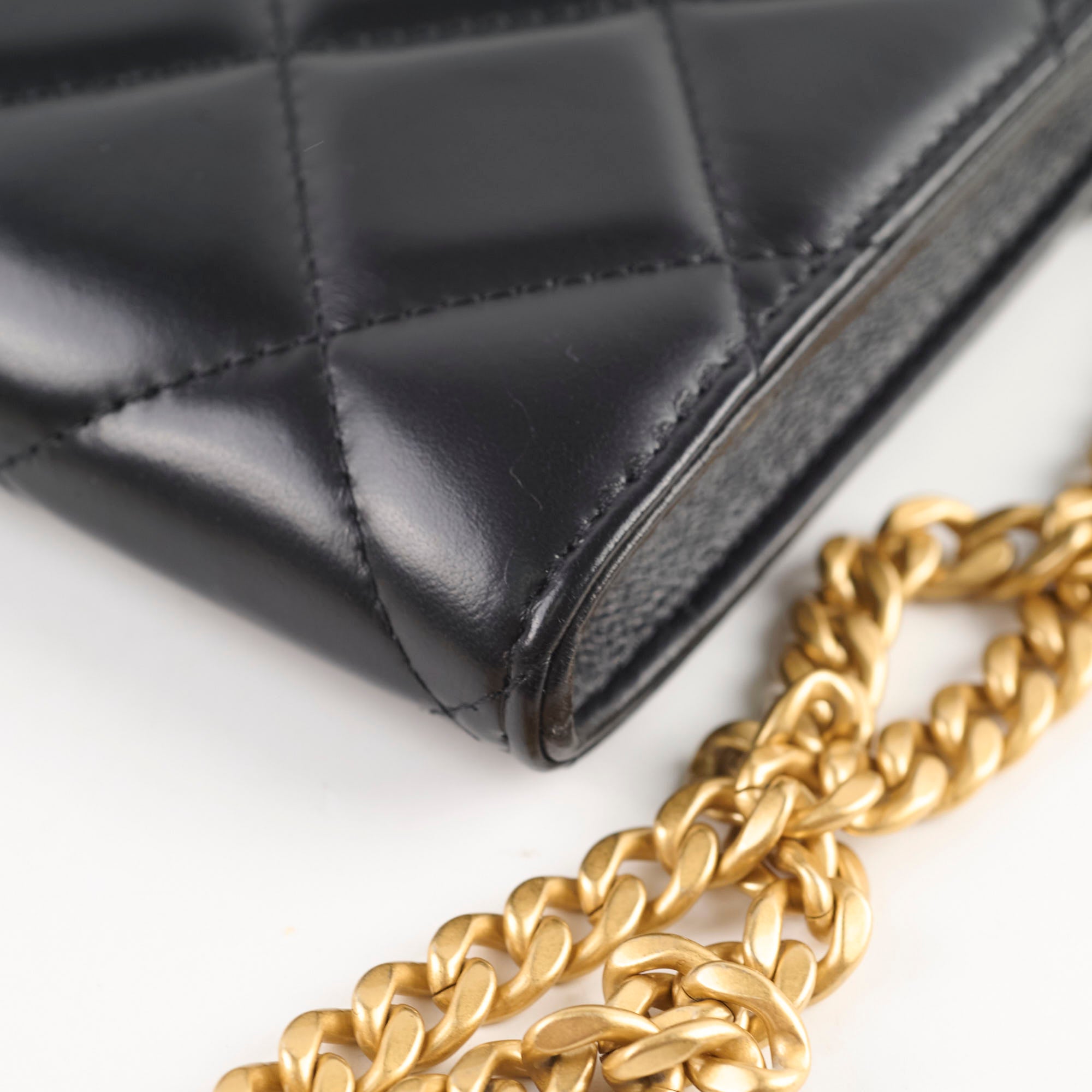 Chanel CC Flap Phone Holder Crossbody Bag for Women - Black Leather with Gold-Tone Hardware - Perfect for Everyday Use, Travel & Shopping