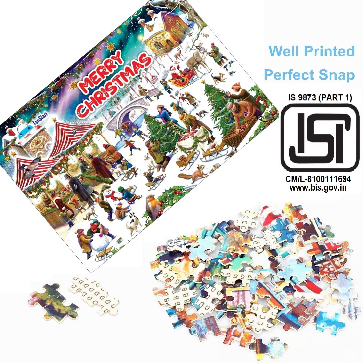 FunBlast Christmas Jigsaw Puzzle for Kids Ages 5+ | 30X22 cm Educational Toy | Holiday Family Game & Gift Idea for Boys and Girls | Perfect for Indoor Play, Birthday Parties & Christmas Stocking Stuffers