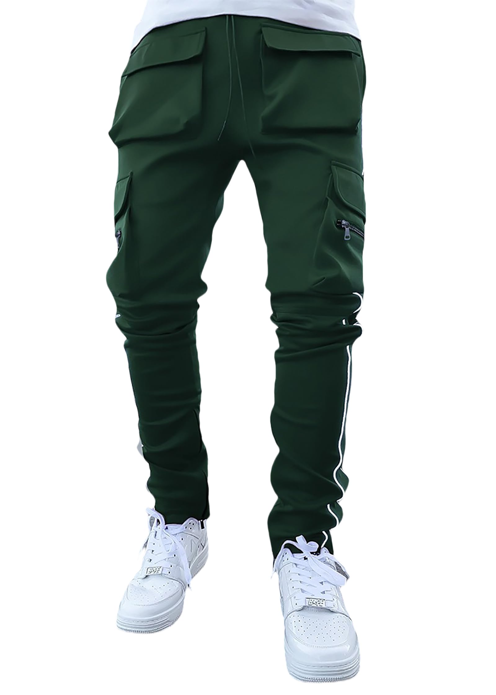 MECH-ENG Men's Workout Tapered Jogger Pants - Casual Hip Hop Cargo Sweatpants for Streetwear & Punk Style | Gym, Running, Lounge & Everyday Wear