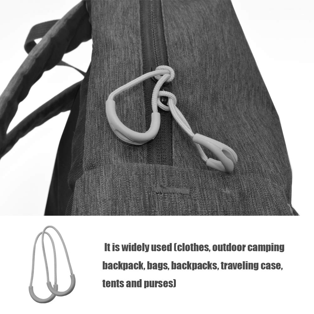 HDST-HOME 10Pcs No-Slip Zipper Pulls Replacement - Durable Zipper Fixer for Backpacks, Jackets, Luggage, Bags & Clothes (Light Grey) | Easy Grip Zipper Extenders for Outdoor Gear, Travel Accessories & Daily Use