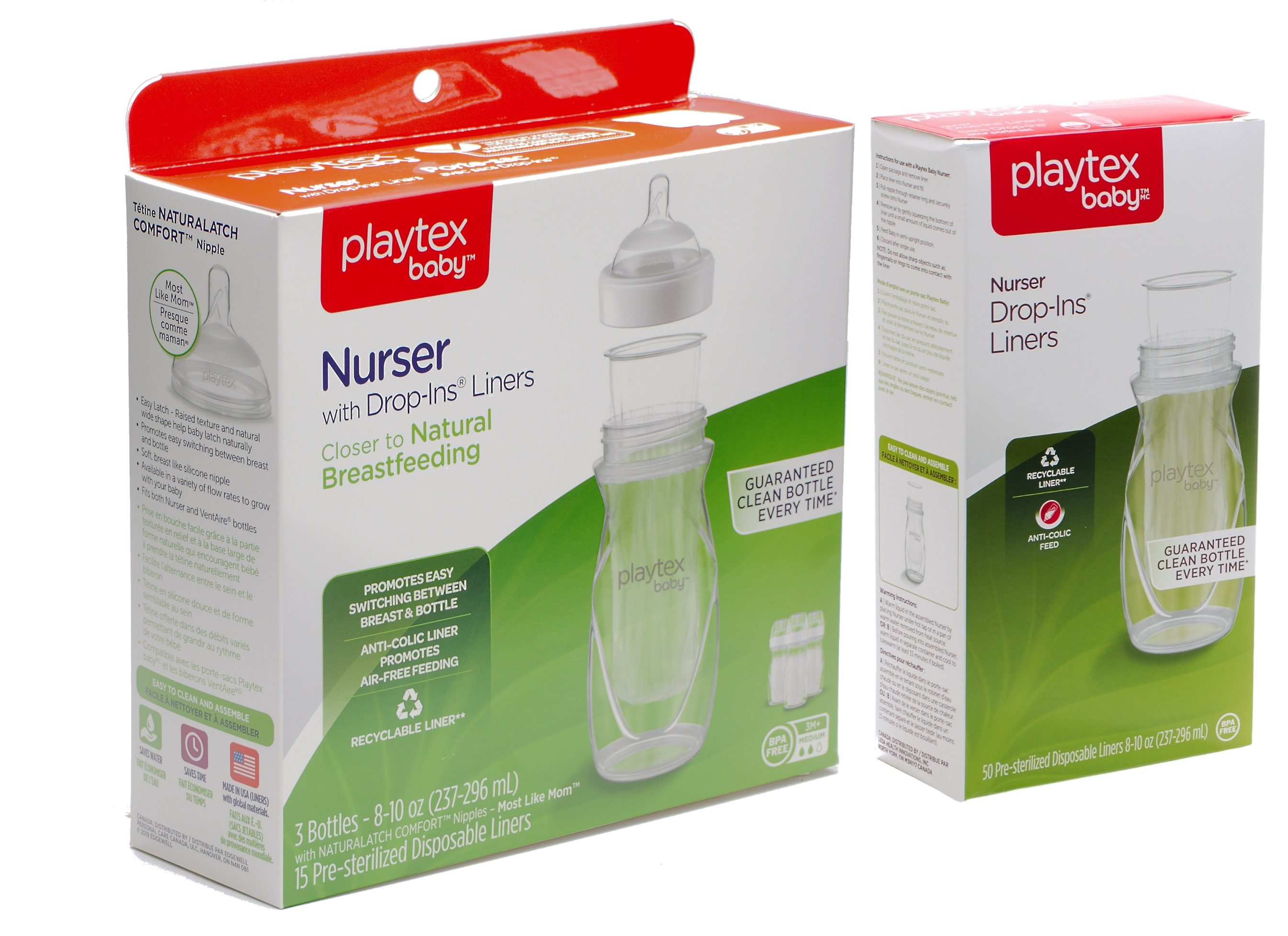 Playtex Baby Anti Colic Nurser Bottles with Drop-Ins Liners - 3 Pack Sterile Bottles for Newborns & Infants | Reduce Gas & Colic | BPA-Free, Leak-Proof Design | Perfect for Feeding at Home, Travel & Daycare