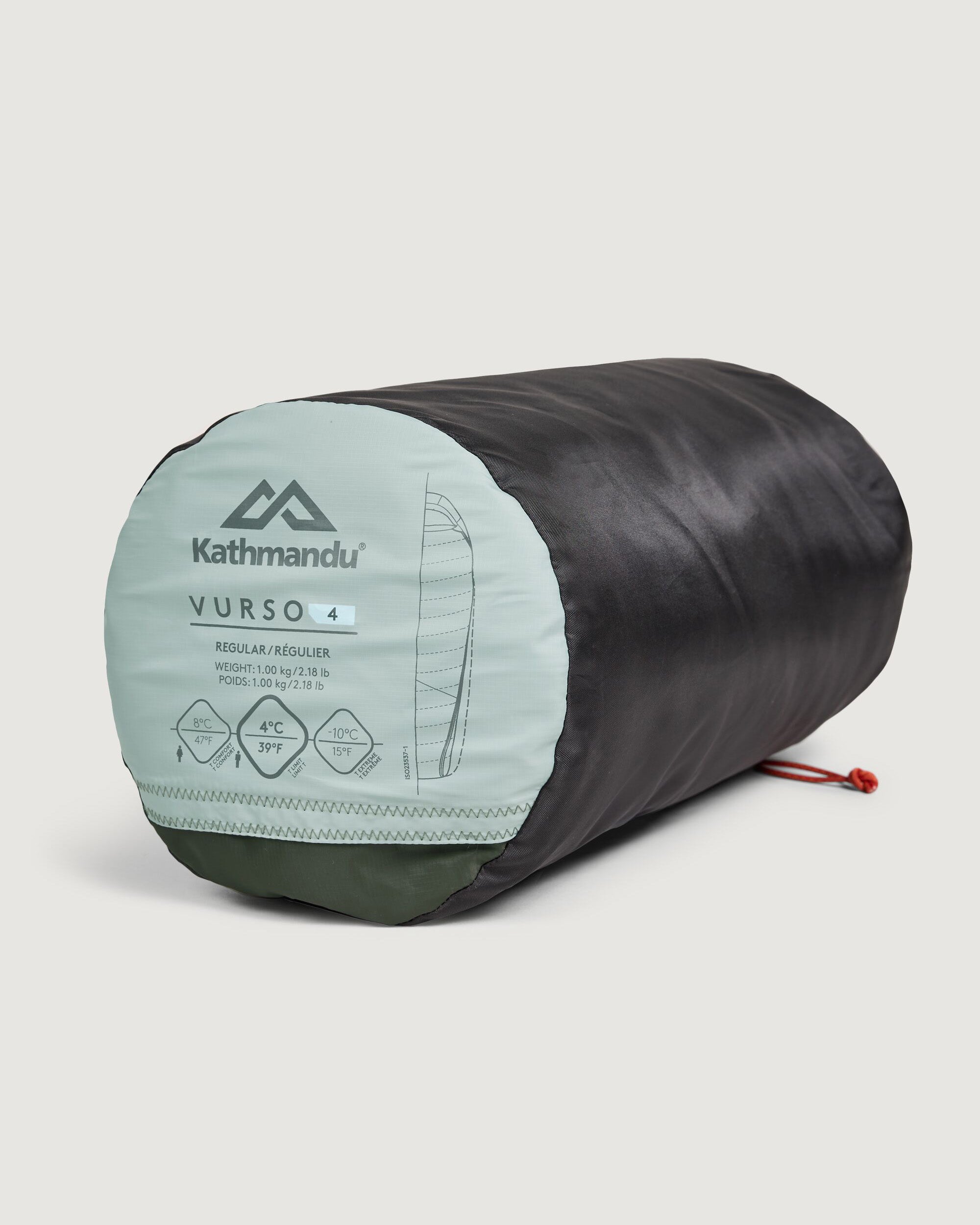 Vurso 4°C Lightweight Compact Sleeping Bag for Camping & Hiking - Regular Size, Gum Tree/Dark Moss - Perfect for Backpacking, Travel & Outdoor Adventures