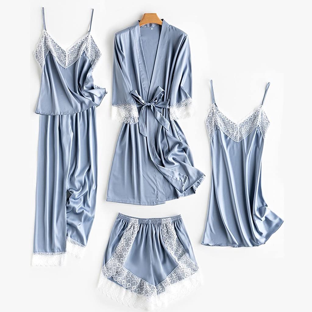 Luxury Satin Kimono Robe for Women - Elegant Bridal Nightgown, Sleepwear & Lingerie Set - Perfect for Wedding Gift, Spa Day, Honeymoon & Relaxation (Medium, Color C)