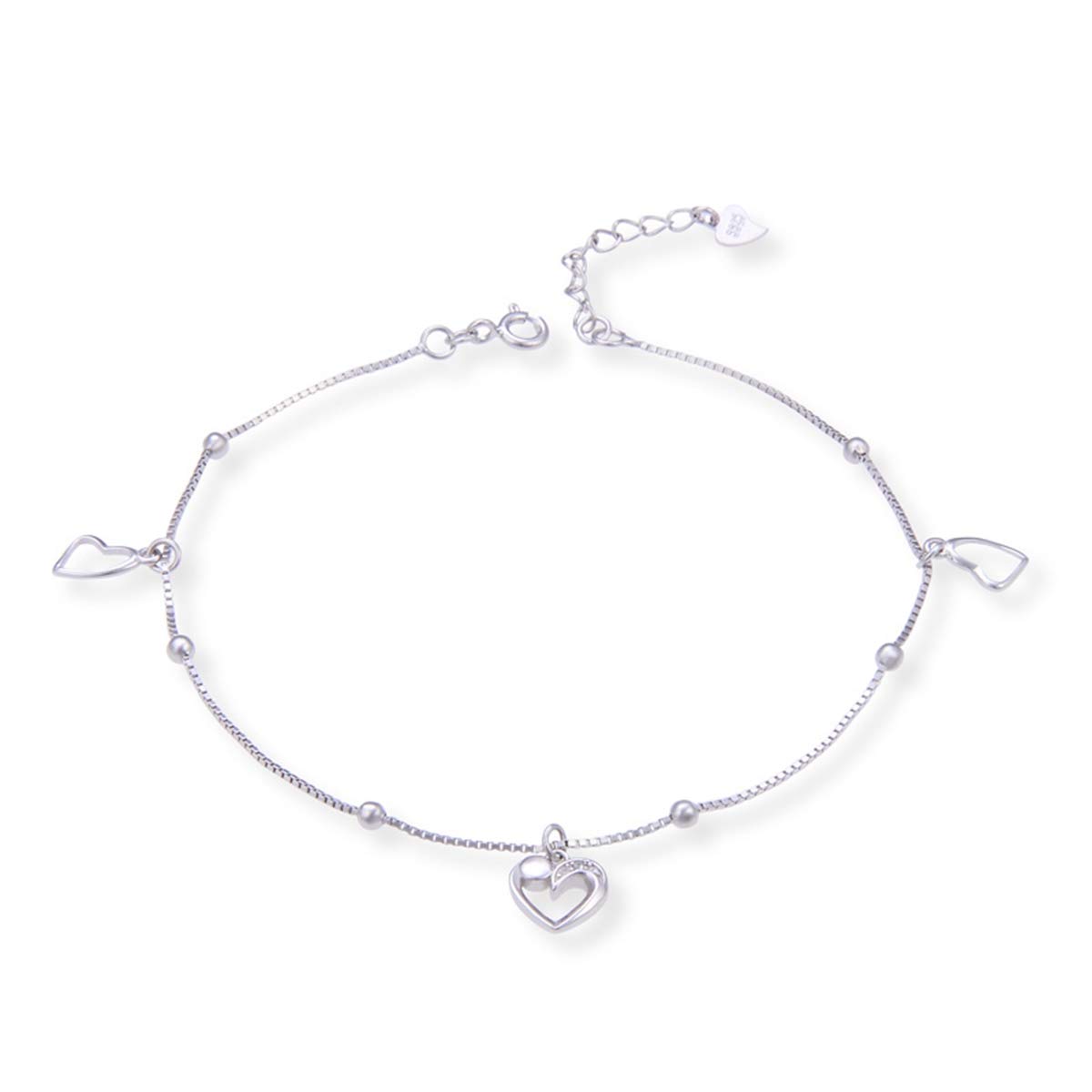 Cusstally 925 Sterling Silver Retro Anklet for Women - Heart Chain Ankle Bracelet Jewelry, Fashion Accessories & Birthday Gifts for Her | Perfect for Students, Daily Wear & Special Occasions