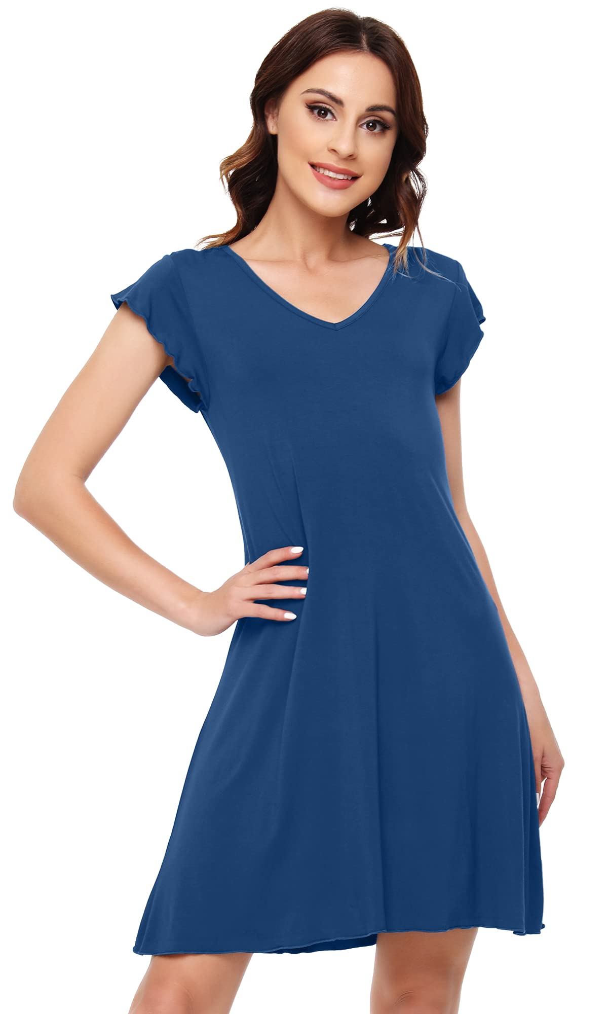 Soft Bamboo Nightgowns for Women - Lightweight Short Sleeve Sleep Shirt & Lounge Dress - Plus Size Sleepwear S-4X - Perfect for Summer Nights, Relaxing at Home & Comfortable Sleepwear