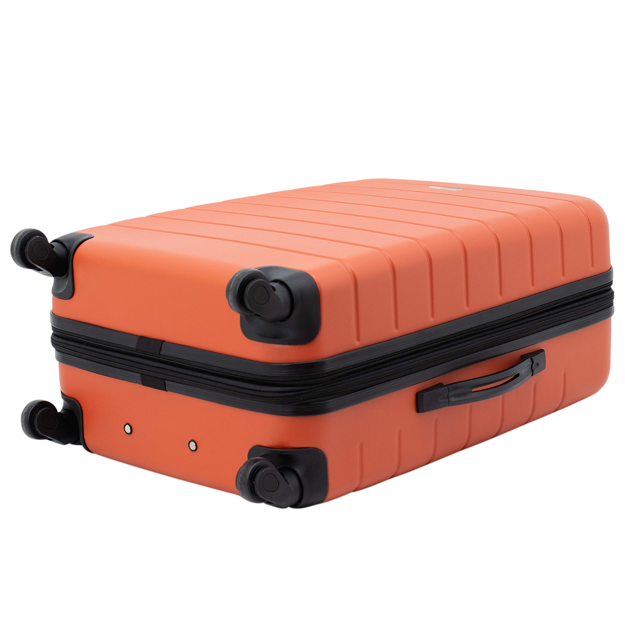 Wrangler Smart Luggage with Cup Holder & USB Charging Port - 3 Piece Carry-On Set (Burnt Orange) | Perfect for Business Travel, Family Vacations & Airport Convenience