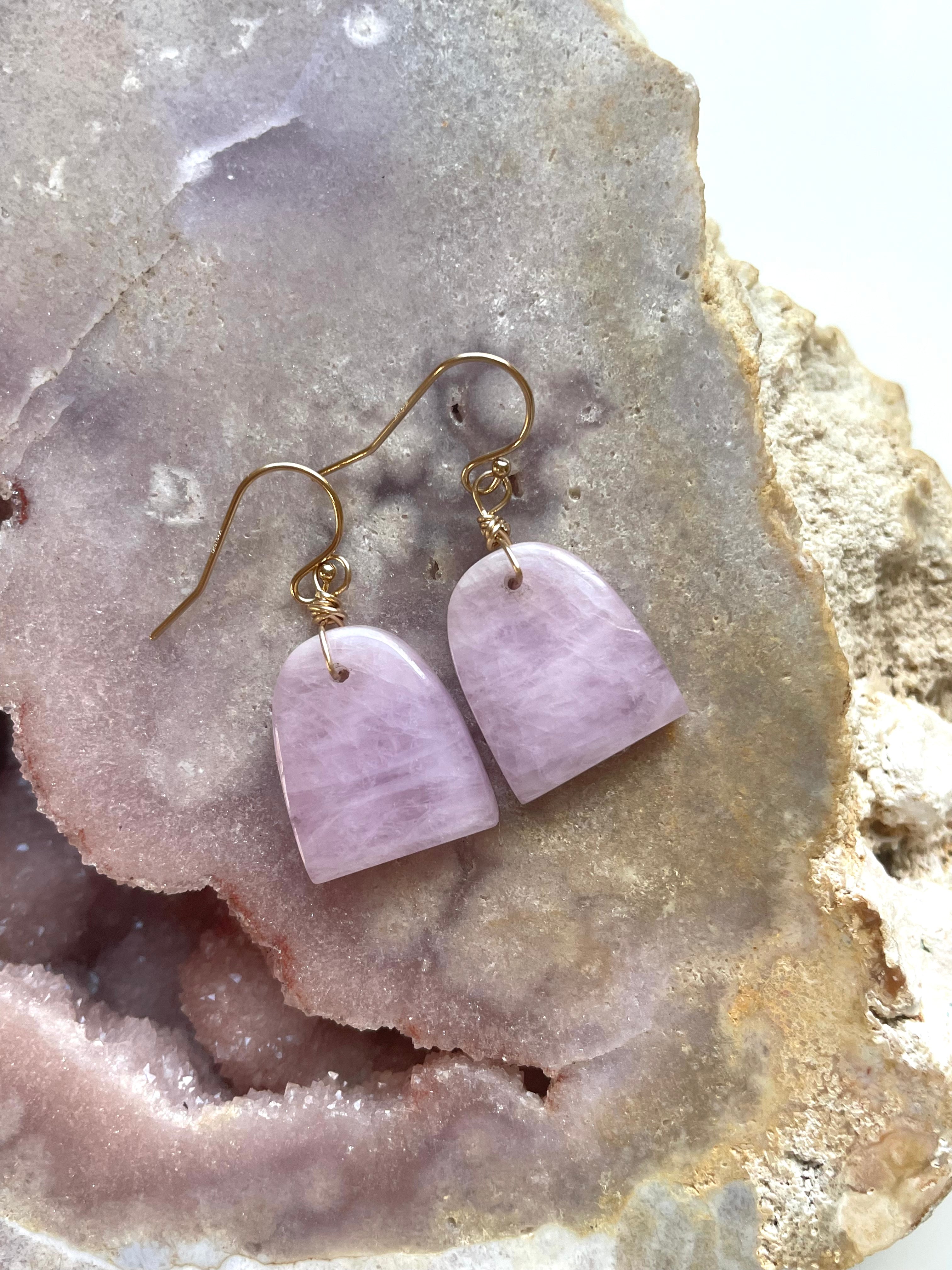 14K Gold Filled Kunzite Stud Earrings for Women - Elegant Pink Gemstone Jewelry for Everyday Wear & Special Occasions