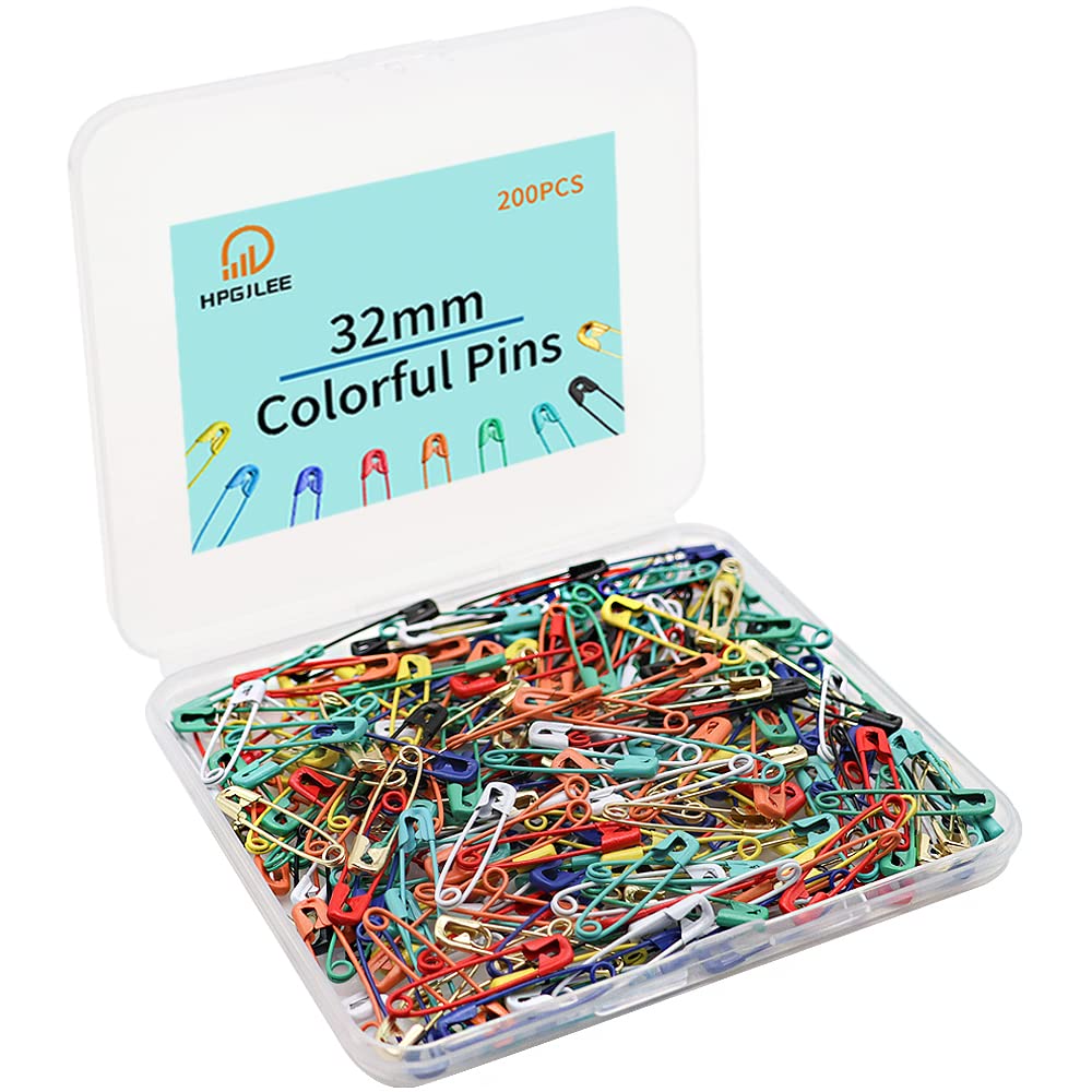 200Pcs Rainbow Colored Safety Pins for Clothes - 32mm/1.25 Inch Bulk Assorted Sewing Pins for DIY Jewelry Making, Arts & Crafts (9 Vibrant Colors) - Perfect for Fabric Projects, Scrapbooking & Emergency Clothing Repairs