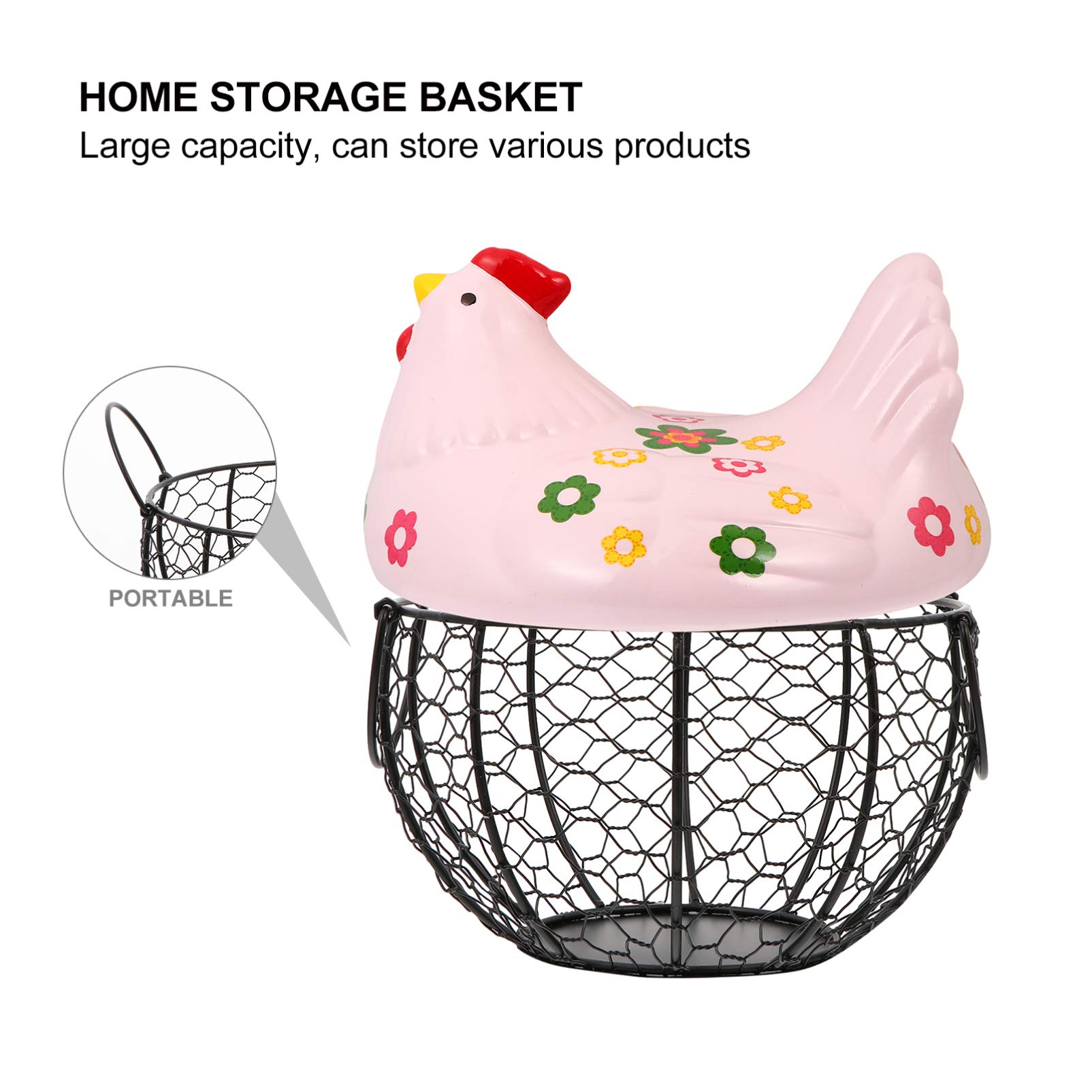 DOITOOL Ceramic Egg Holder Basket - Chicken Hen Figure Design, Egg Storage Container for Kitchen, Fruit & Vegetable Organizer, Candy Dispenser - Perfect for Farmhouse Decor, Easter Decorations, and Pantry Organization