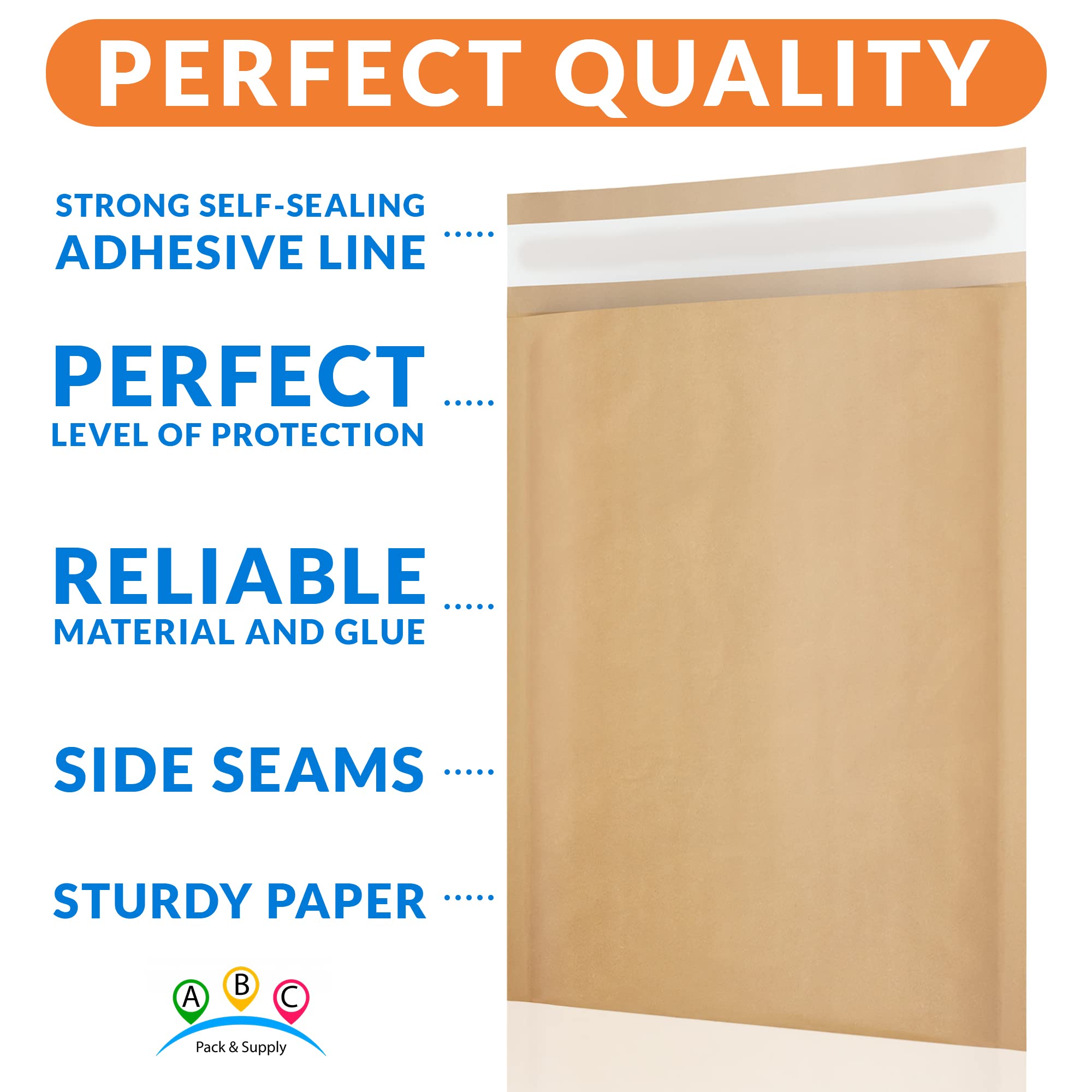 ABC 12.5x18 Inch Kraft Bubble Mailers - Pack of 100 Waterproof Self-Sealing Shipping Envelopes | 56 GSM Padded Cushioned Mailers with Self-Adhesive Tape | Perfect for Ecommerce, Amazon FBA & Small Business Shipping