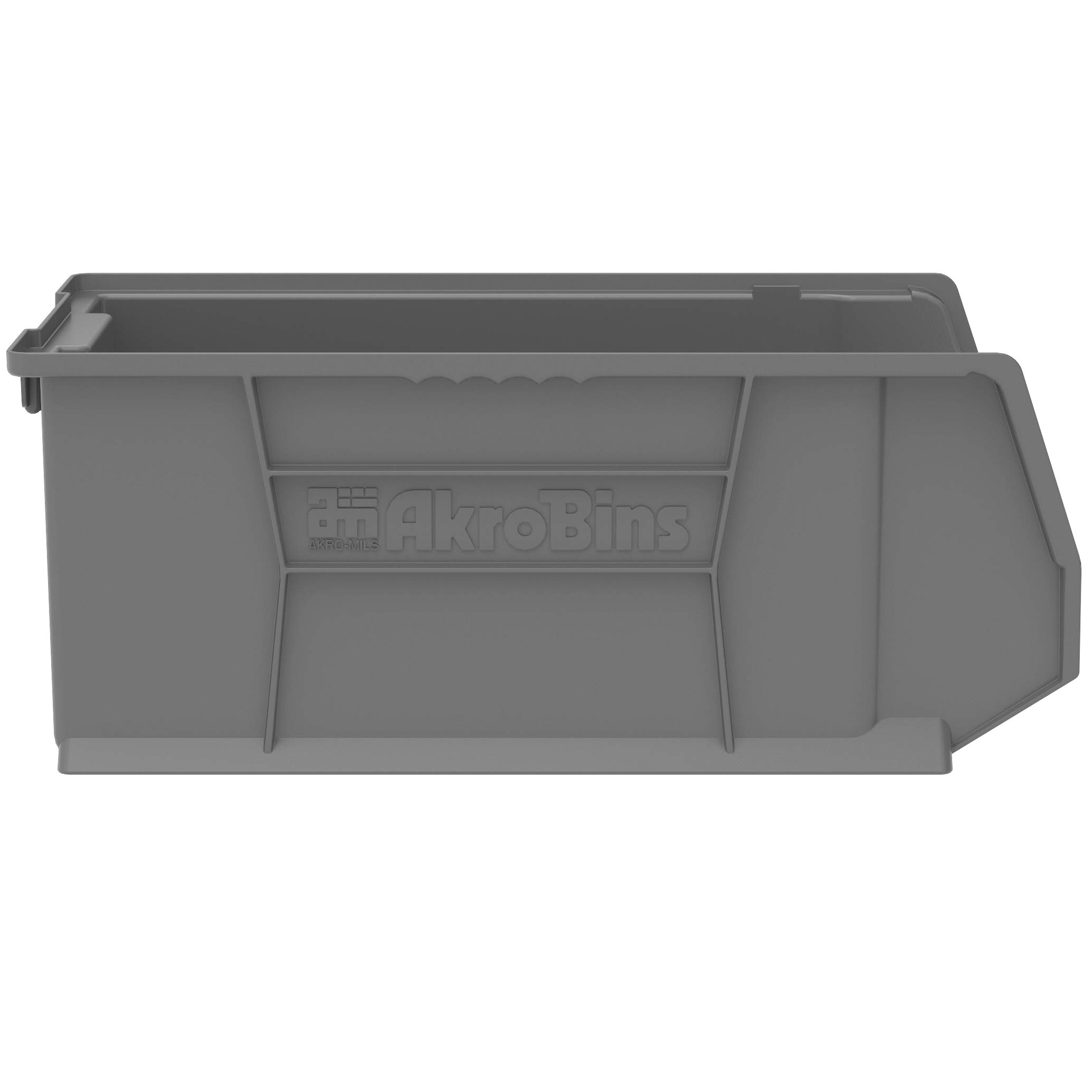 Akro-Mils 30281 Super-Size AkroBins Plastic Storage Bins - 3-Pack Grey Stackable Organizer Bins (20