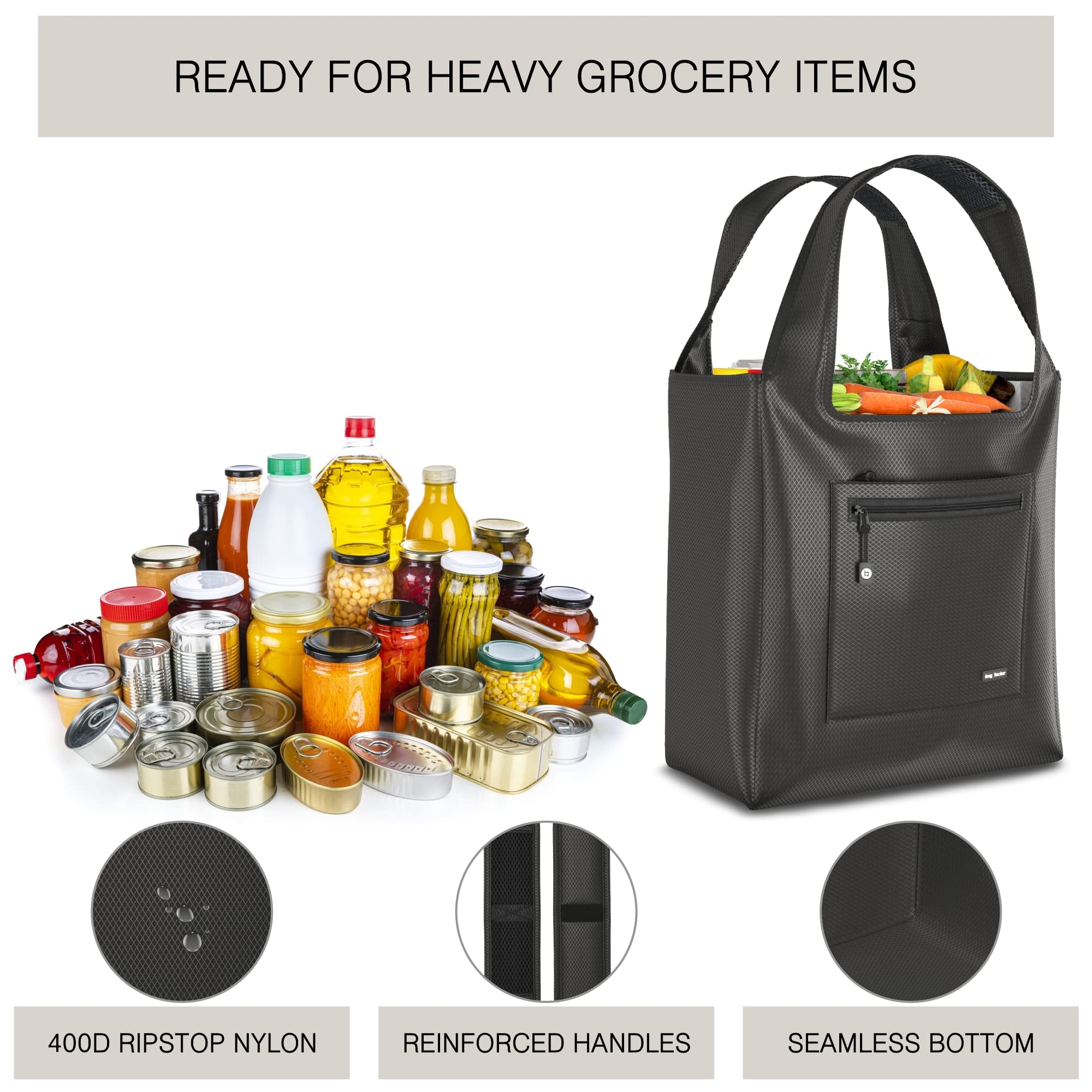 Premium Reusable Grocery Bags - Heavy Duty Foldable Shopping Tote Bags for Groceries, Shopping & Travel | Eco-Friendly & Durable