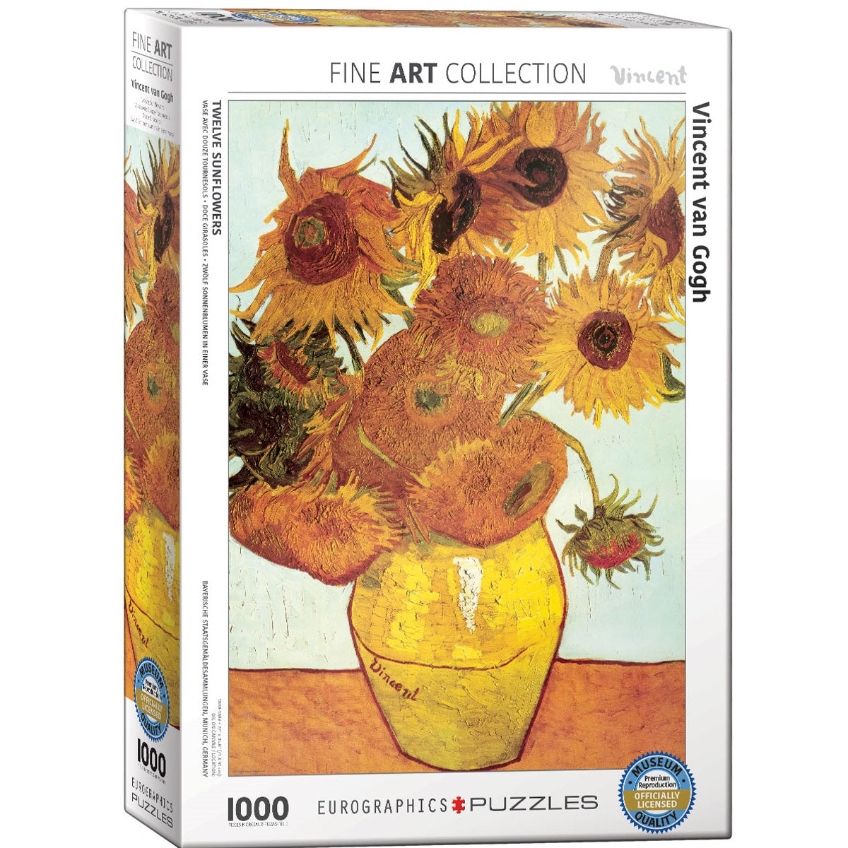 Eurographics 1000-Piece Jigsaw Puzzle - Van Gogh's Twelve Sunflowers Painting - Perfect for Adults & Teens Home Decor, Relaxation & Family Game Night