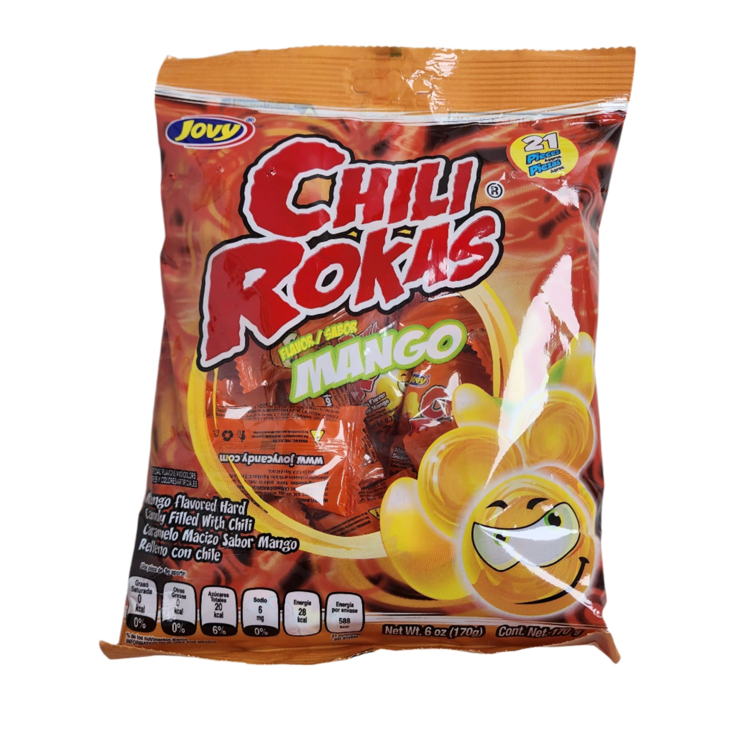 Spicy Mango Chili Filled Candy - Sweet & Hot Mexican Style Rokas Candy for Parties, Snacking & Gifting - 5oz Resealable Bag