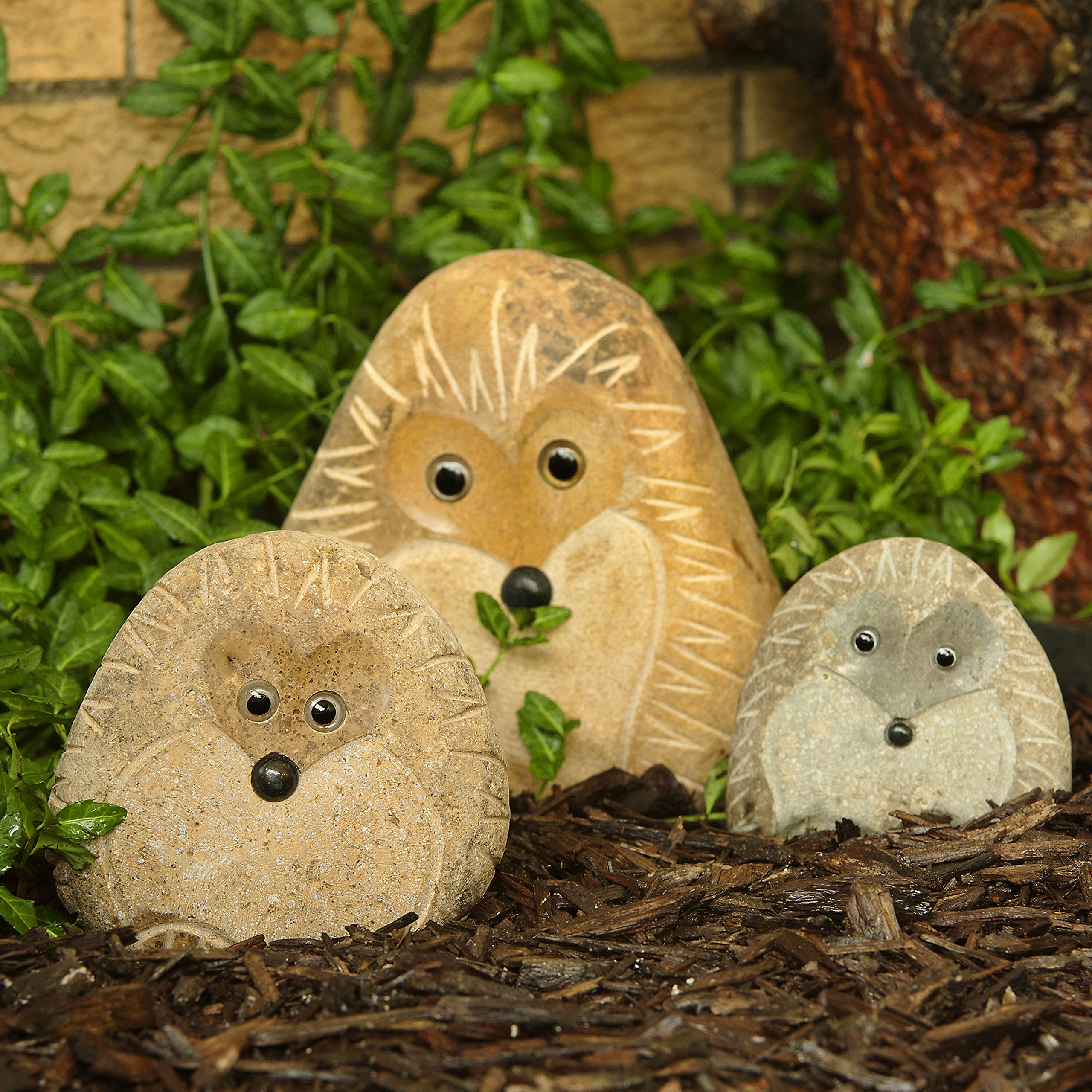 Small 3 Standing Hedgehog Family Pack - Cute Home Decor for Shelf Display, Nursery Room & Garden Decorations