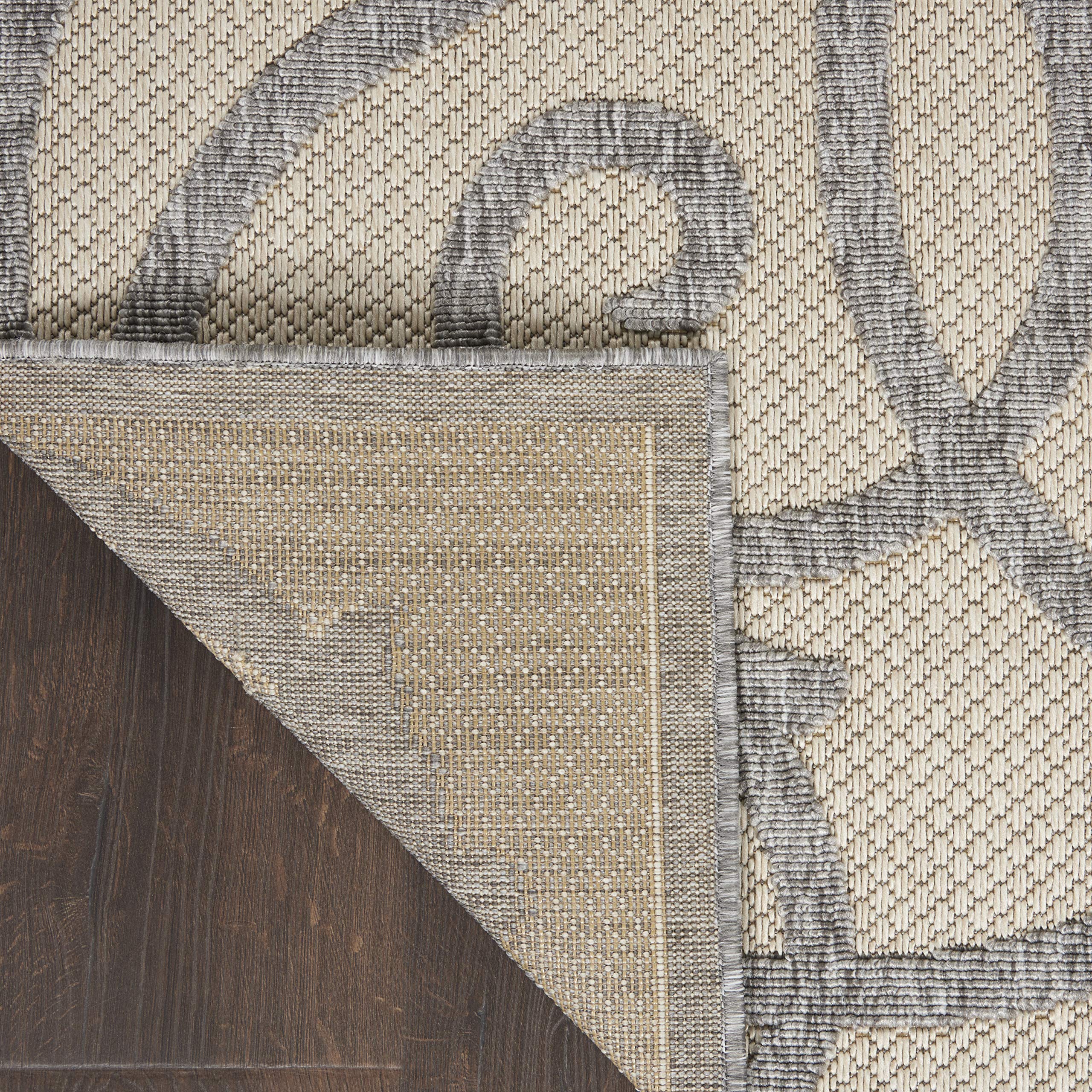 Nourison Palamos 6' x 9' Indoor/Outdoor Area Rug in Cream Grey - Easy to Clean, Non-Shedding, Stain Resistant - Perfect for Bedroom, Living Room, Dining Room, Backyard, Deck & Patio - Soft & Durable for Home Decor & Outdoor Entertaining