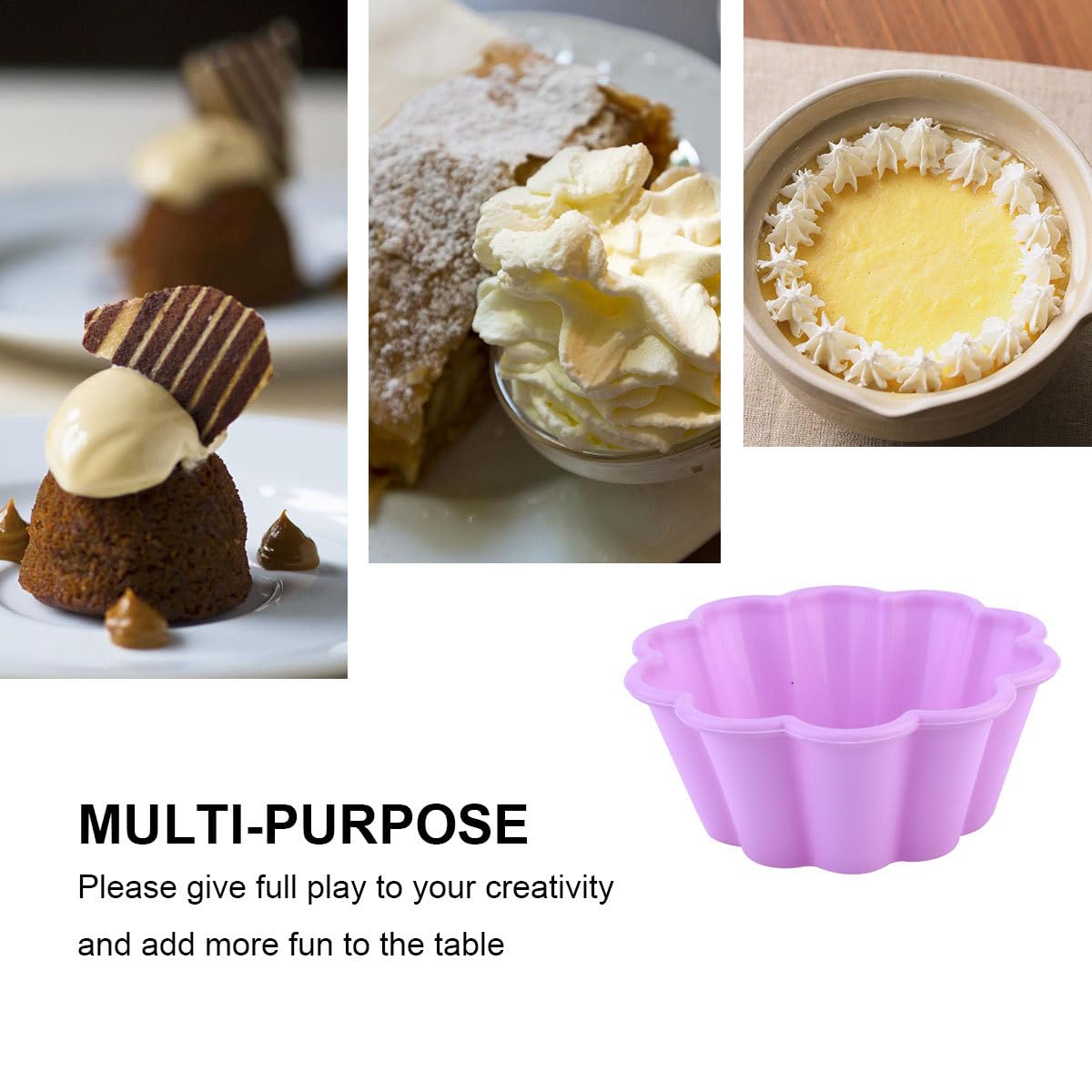 10 Pcs 2.8 Inch Flower Silicone Baking Molds - Reusable Cupcake, Donut & Egg Tart Molds for Baking - Perfect for Birthday Parties, Baby Showers & Holiday Desserts